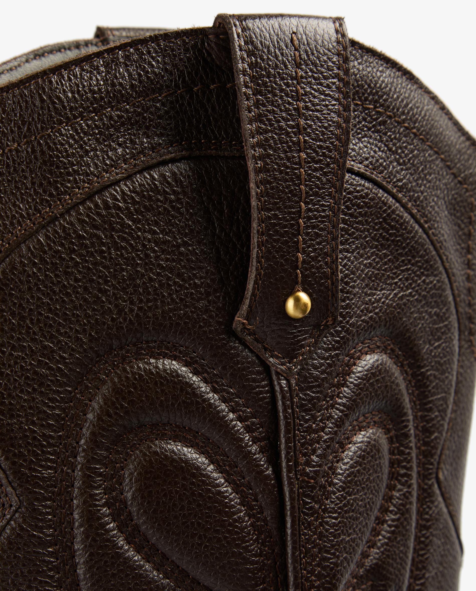 Botas Cowboy de Couro com Costuras Castanho-4
