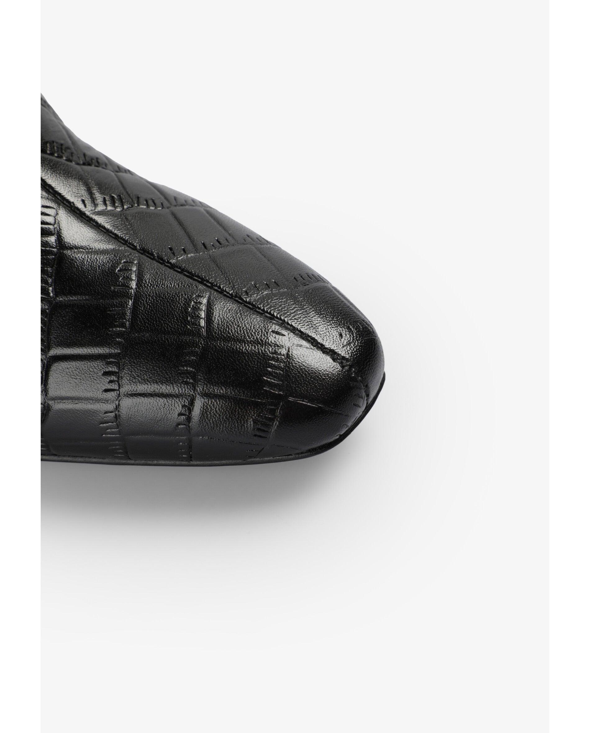 Botins Básicos de Pele com Biqueira Afiada e Fecho Zip Preto-5