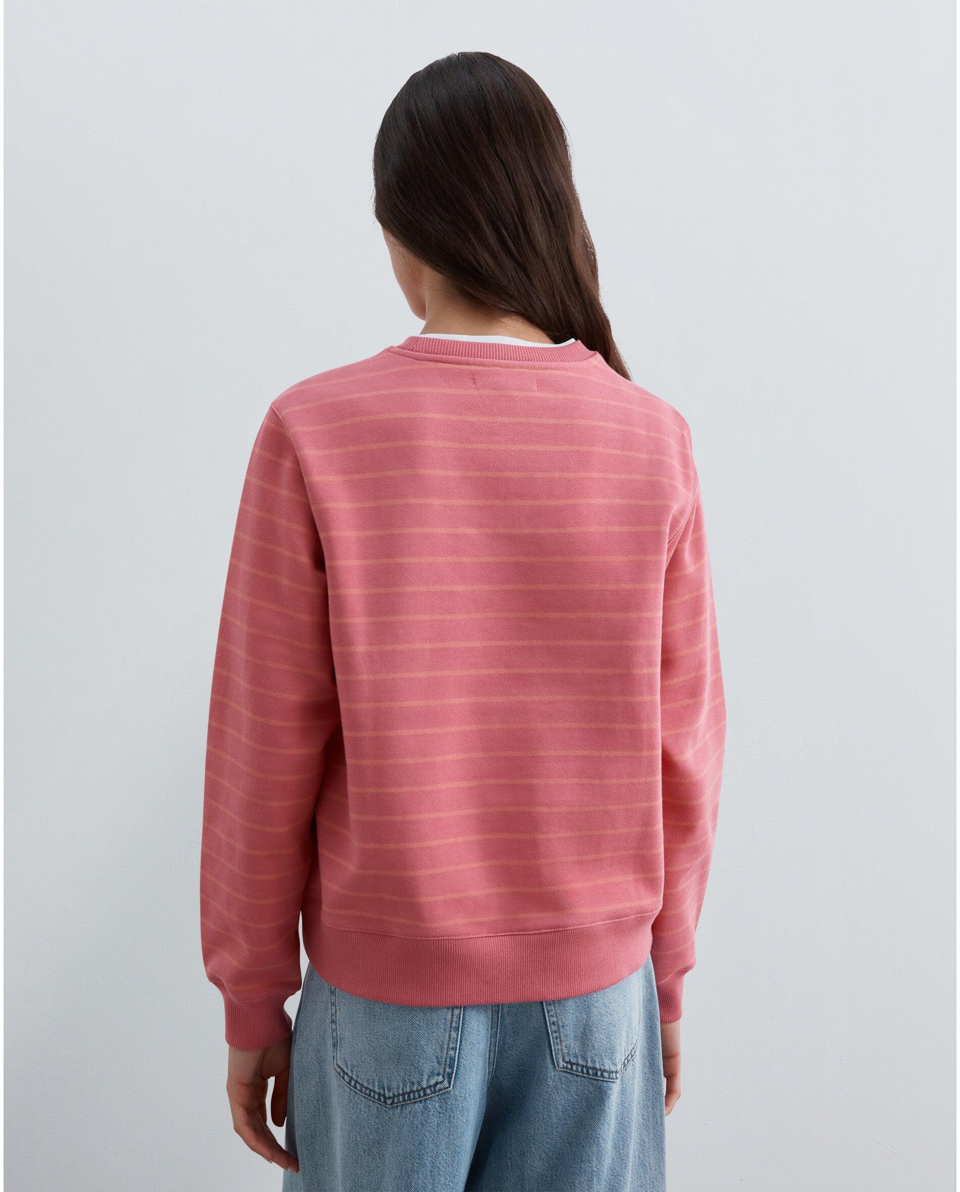Sweatshirt em Algodão 100% Às Riscas Coral-3