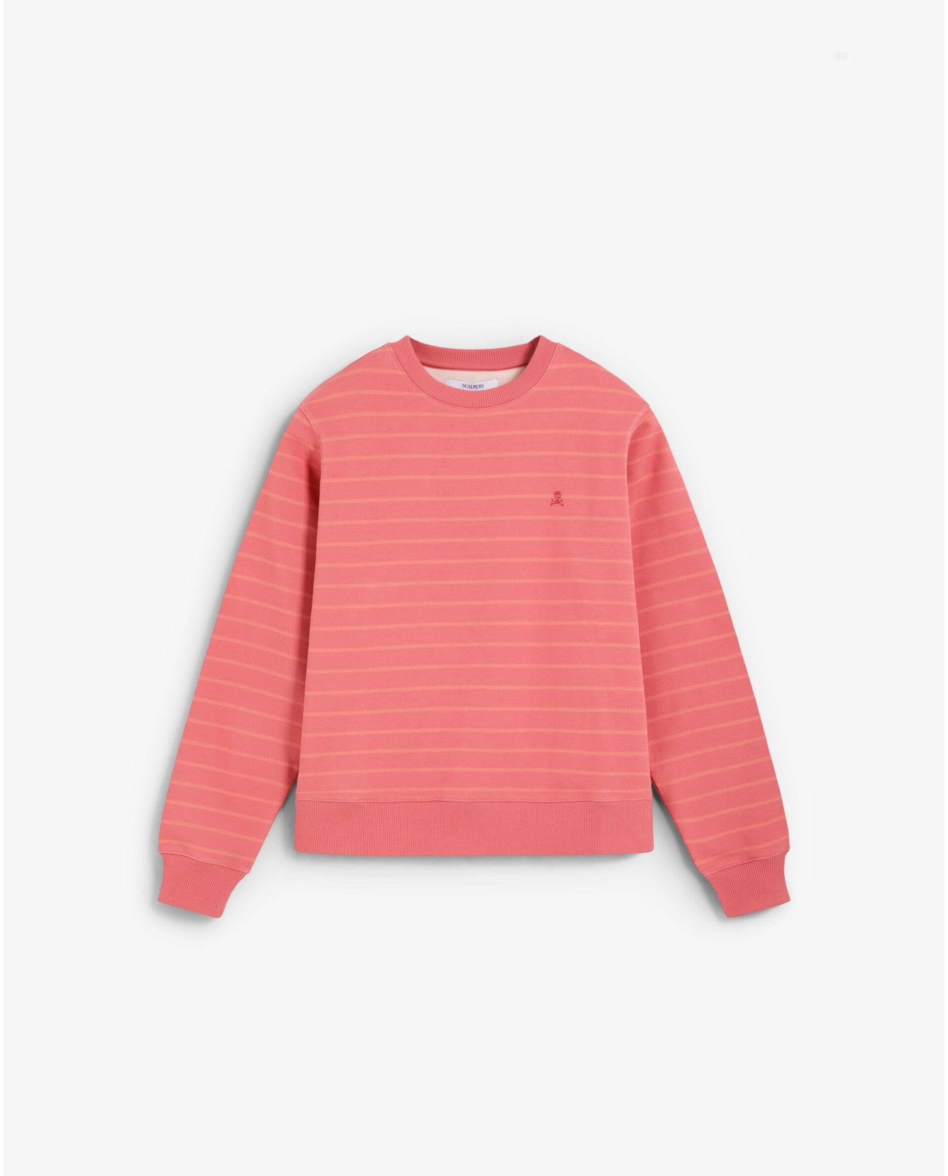 Sweatshirt em Algodão 100% Às Riscas Coral-4
