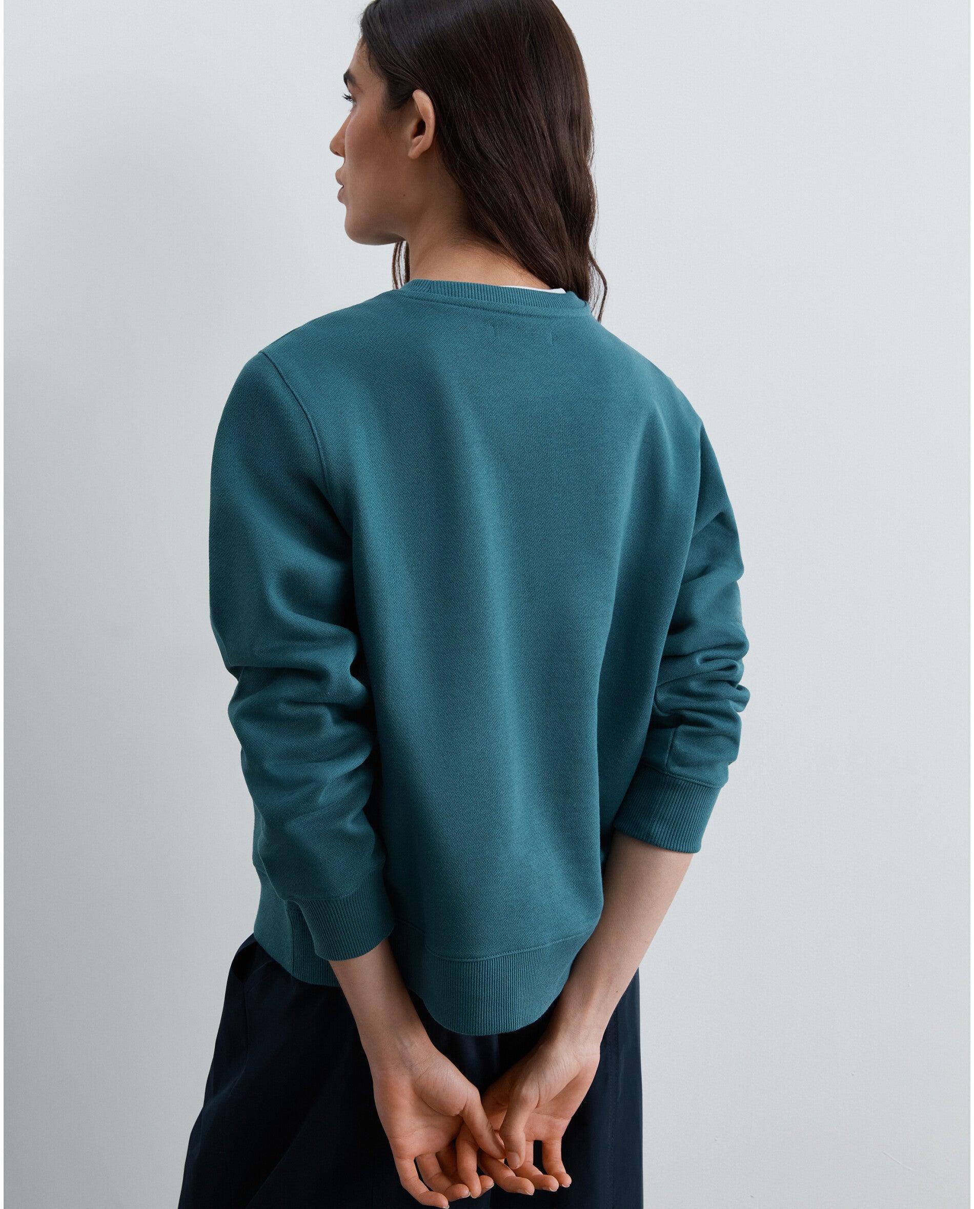 Sweatshirt 100% Algodão com Gola Redonda Verde-acinzentado-3