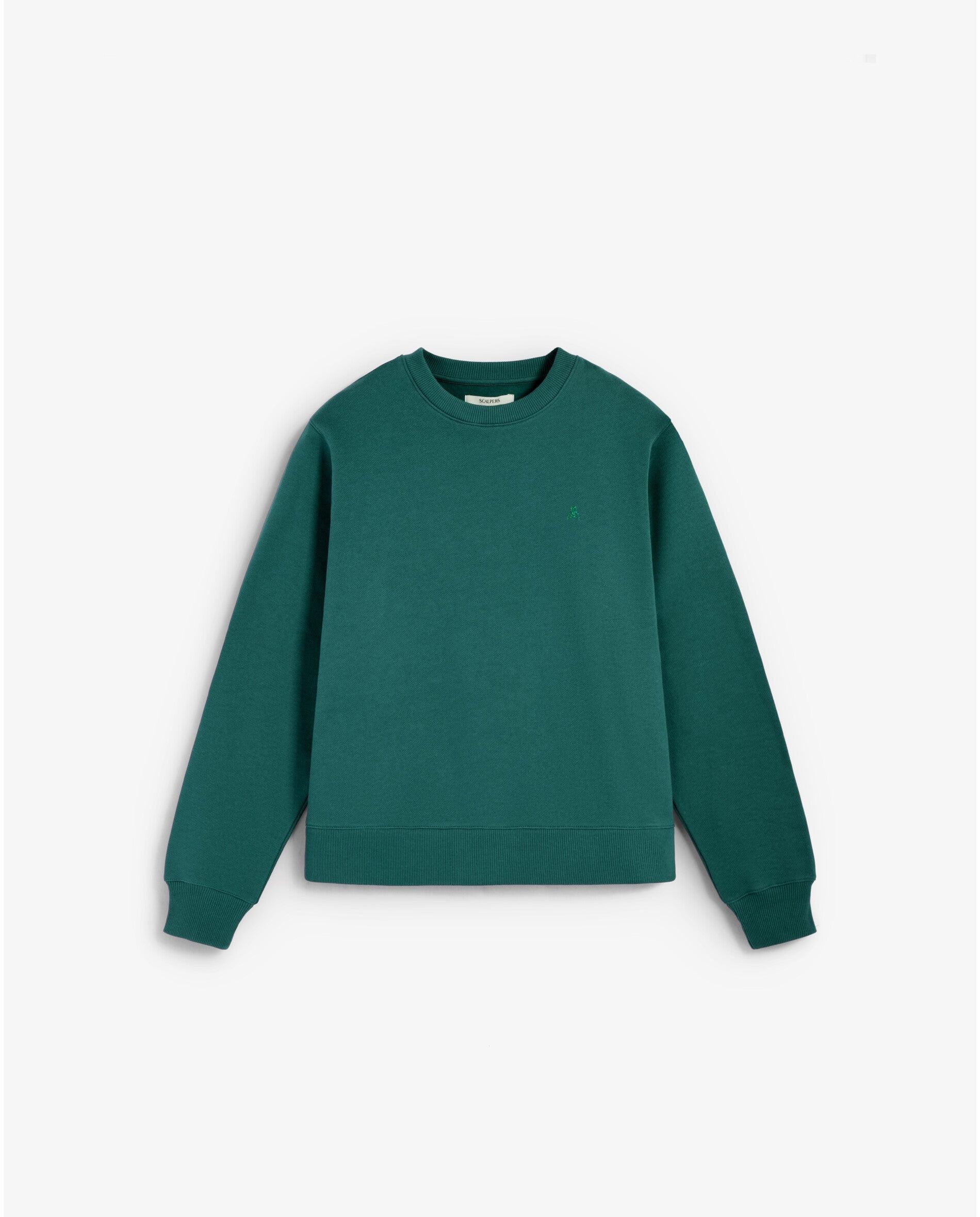 Sweatshirt 100% Algodão com Gola Redonda Verde-acinzentado-4