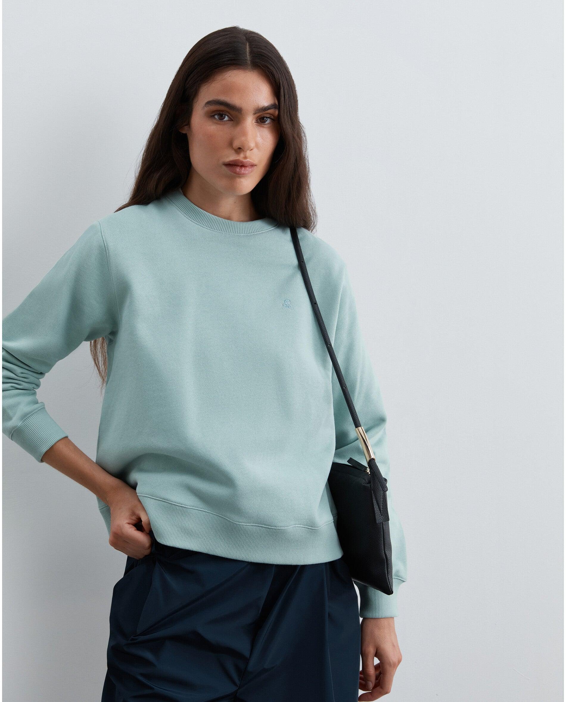 Sweatshirt 100% Algodão com Gola Redonda Verde Água-2