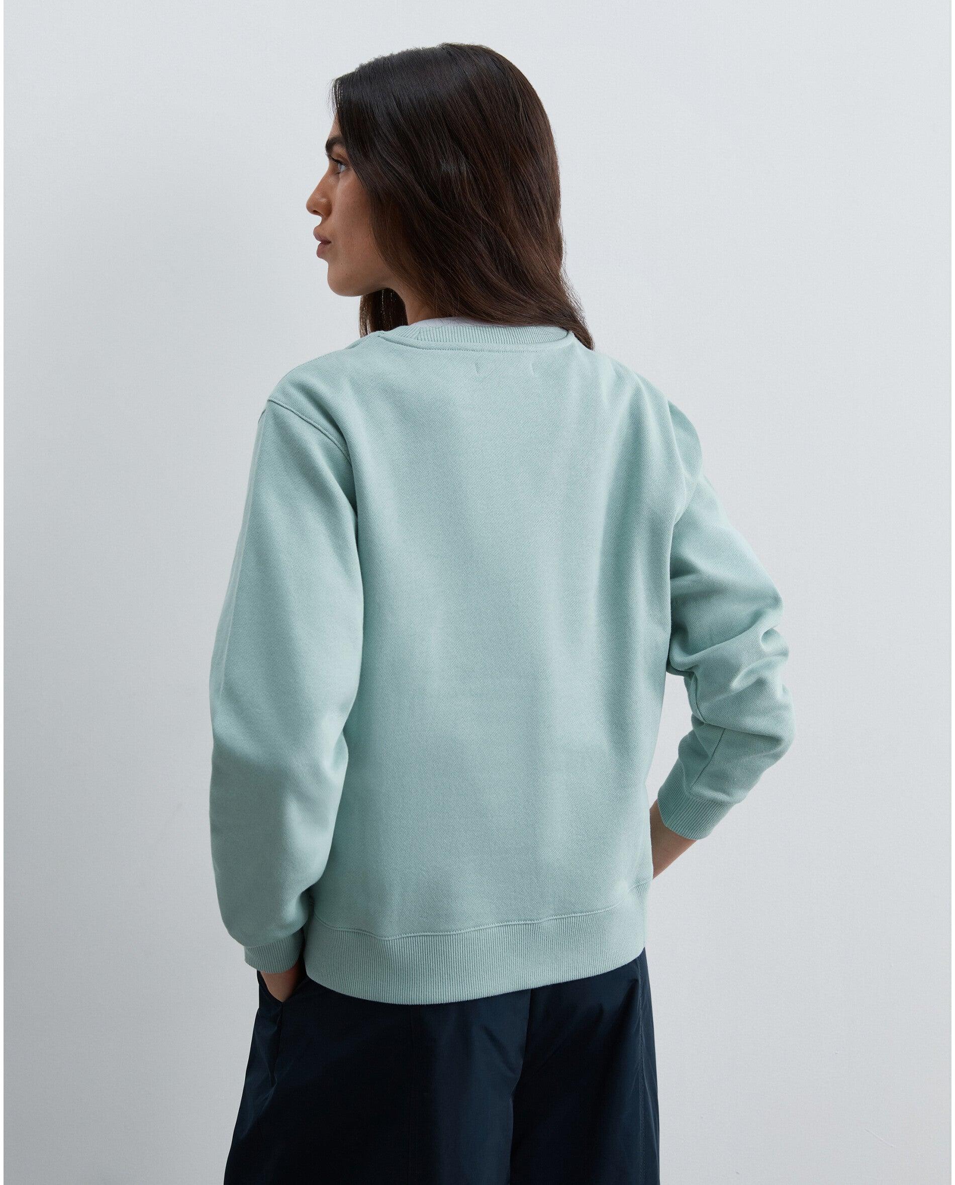 Sweatshirt 100% Algodão com Gola Redonda Verde Água-3
