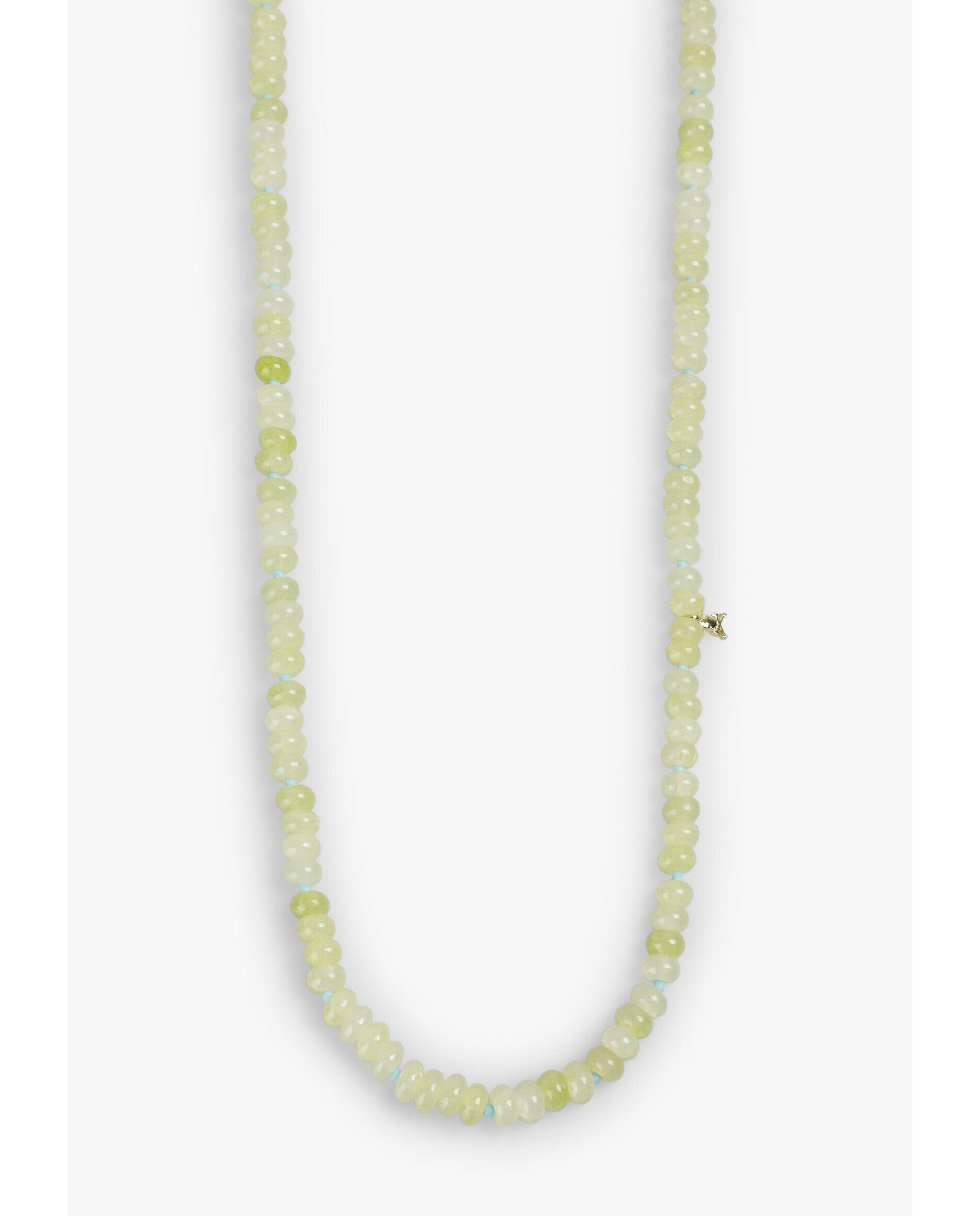 Colar com Contas e Caveira Metálica Verde-menta-4