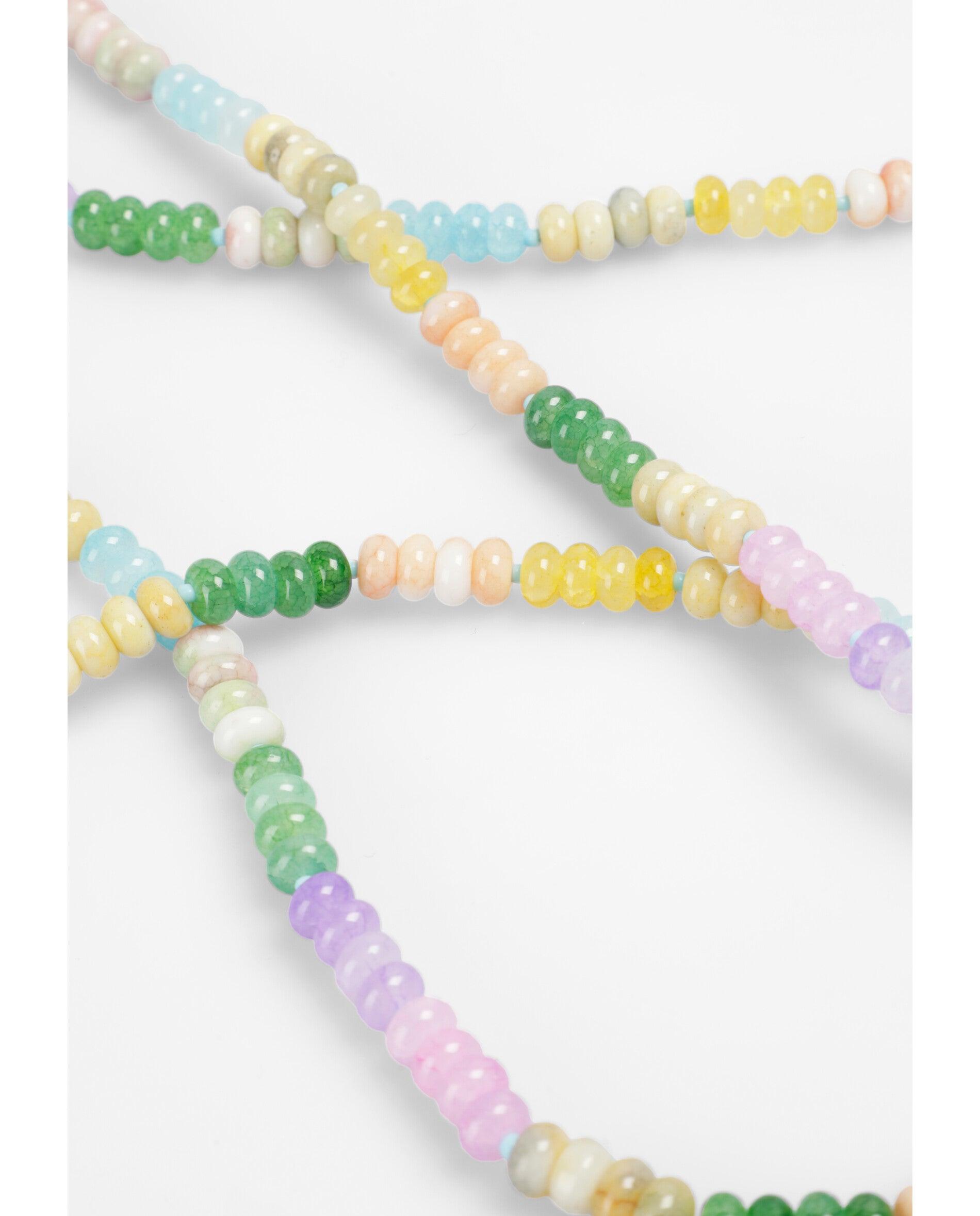 Colar com Contas Multicolor e Caveira Metálica Multicolor-3