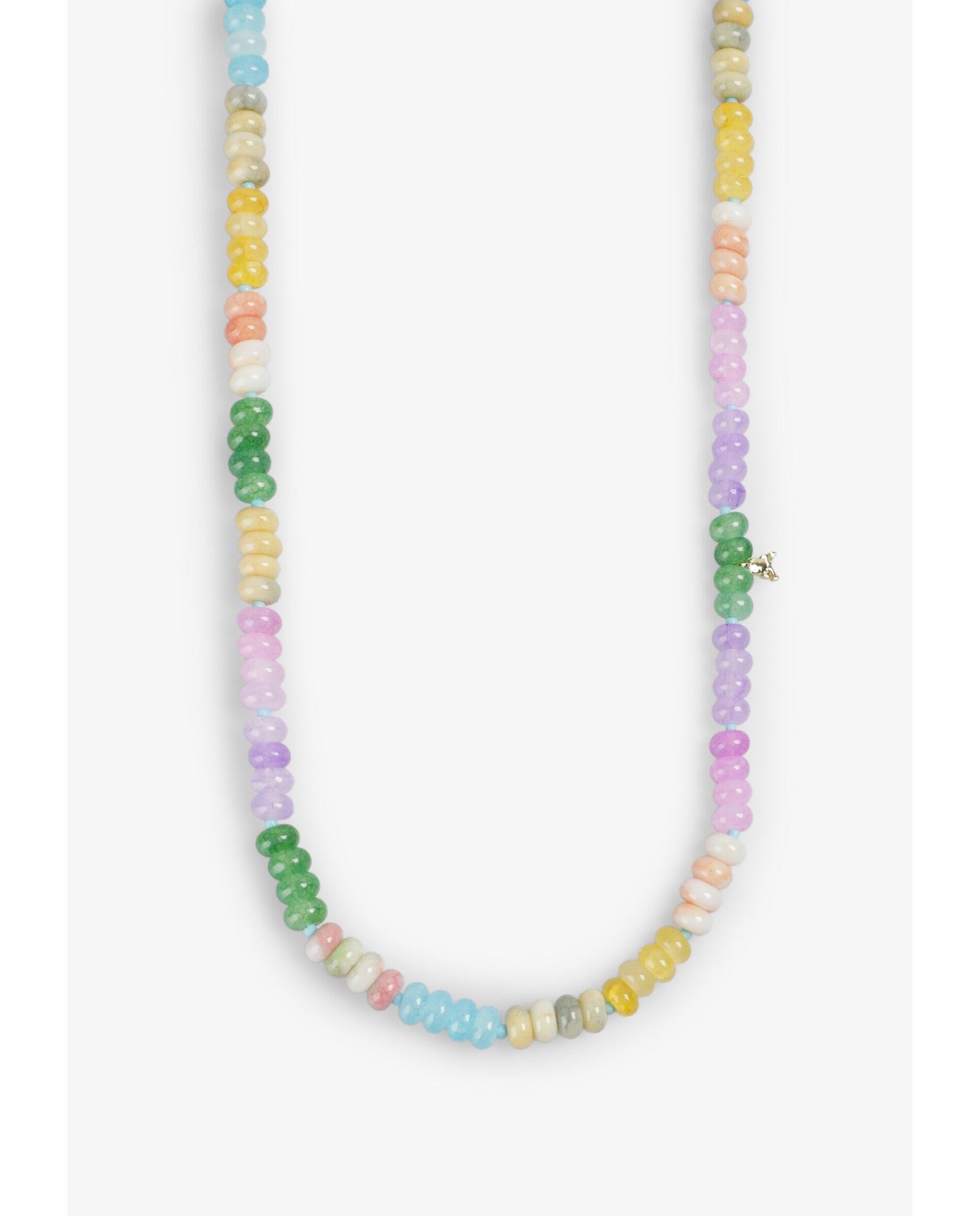 Colar com Contas Multicolor e Caveira Metálica Multicolor-4