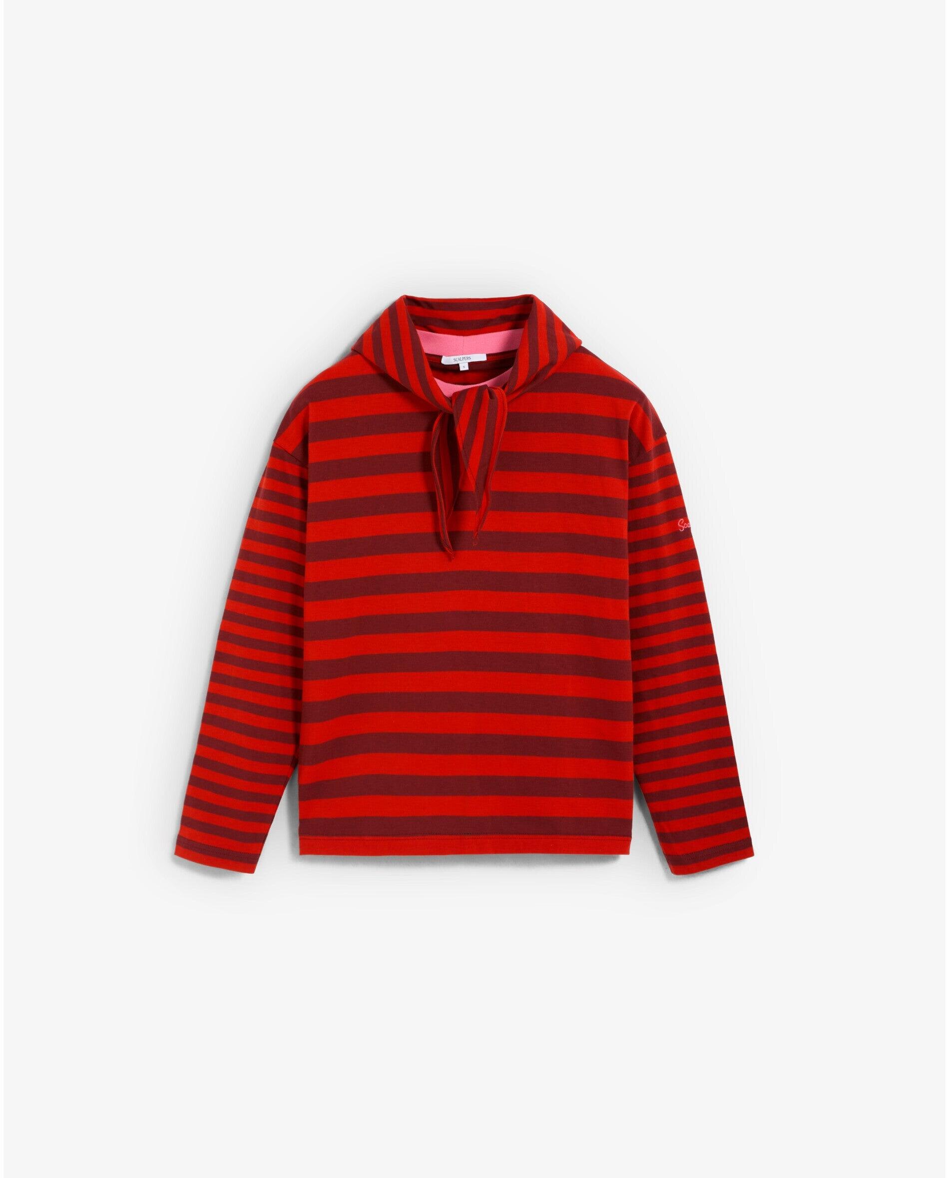 Imagem 0 de T-shirt Às Riscas com Detalhe de Decote em V Ajustado