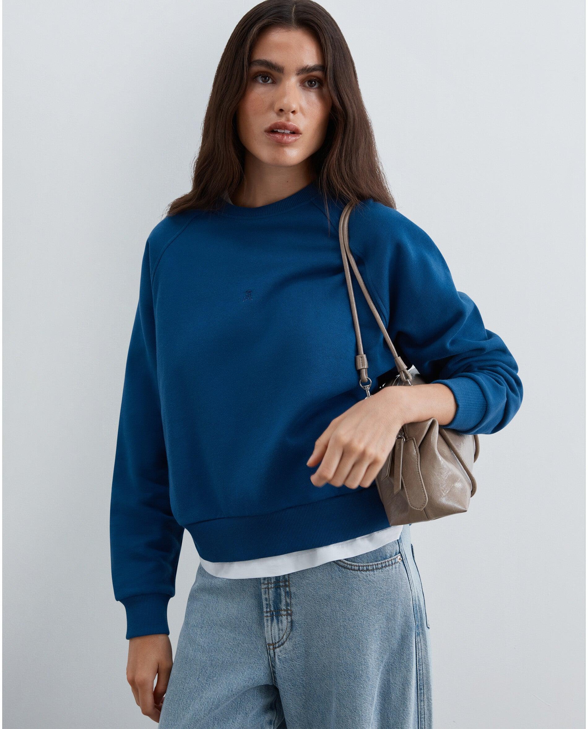 Sweatshirt Regular Fit com Gola Redonda Azul-6