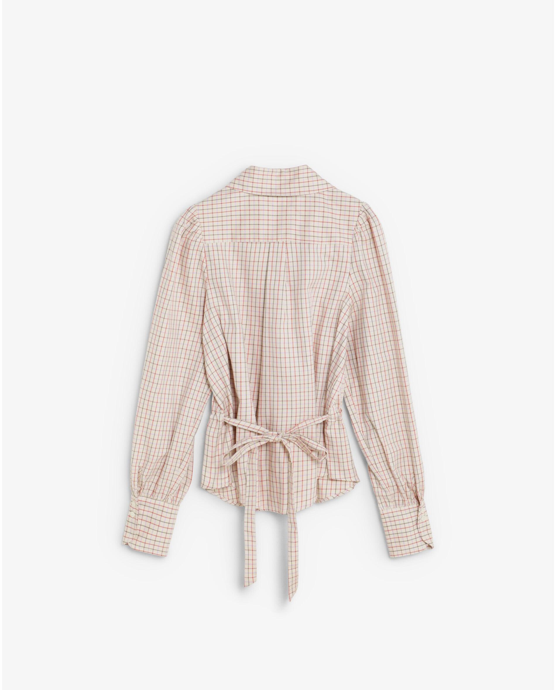 Camisa Slim Fit Aos Quadrados com Cintura Ajustável Lilás-2