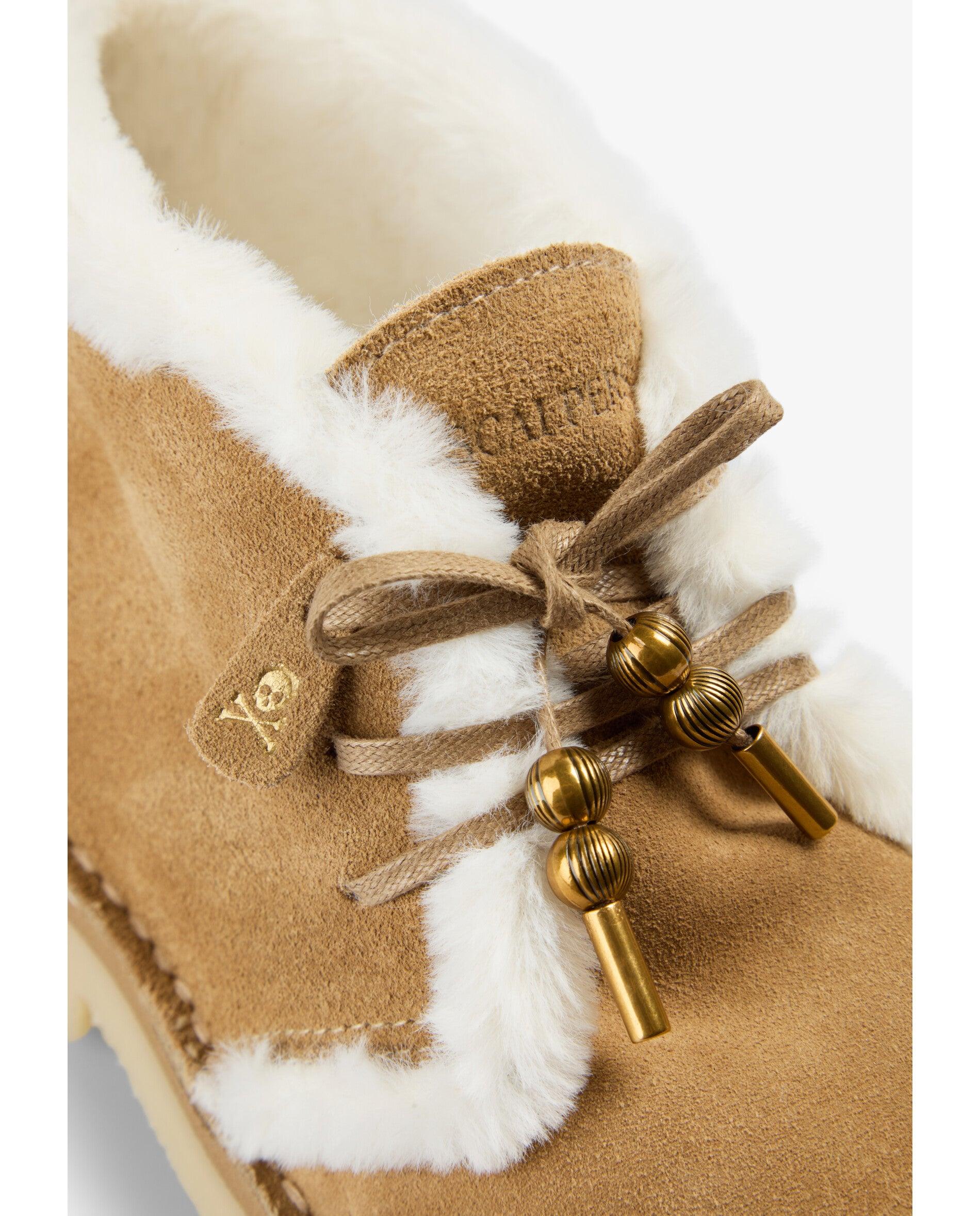 Botas Básicas de Camurça com Forro de Pelo de Ovelha Caramelo-6