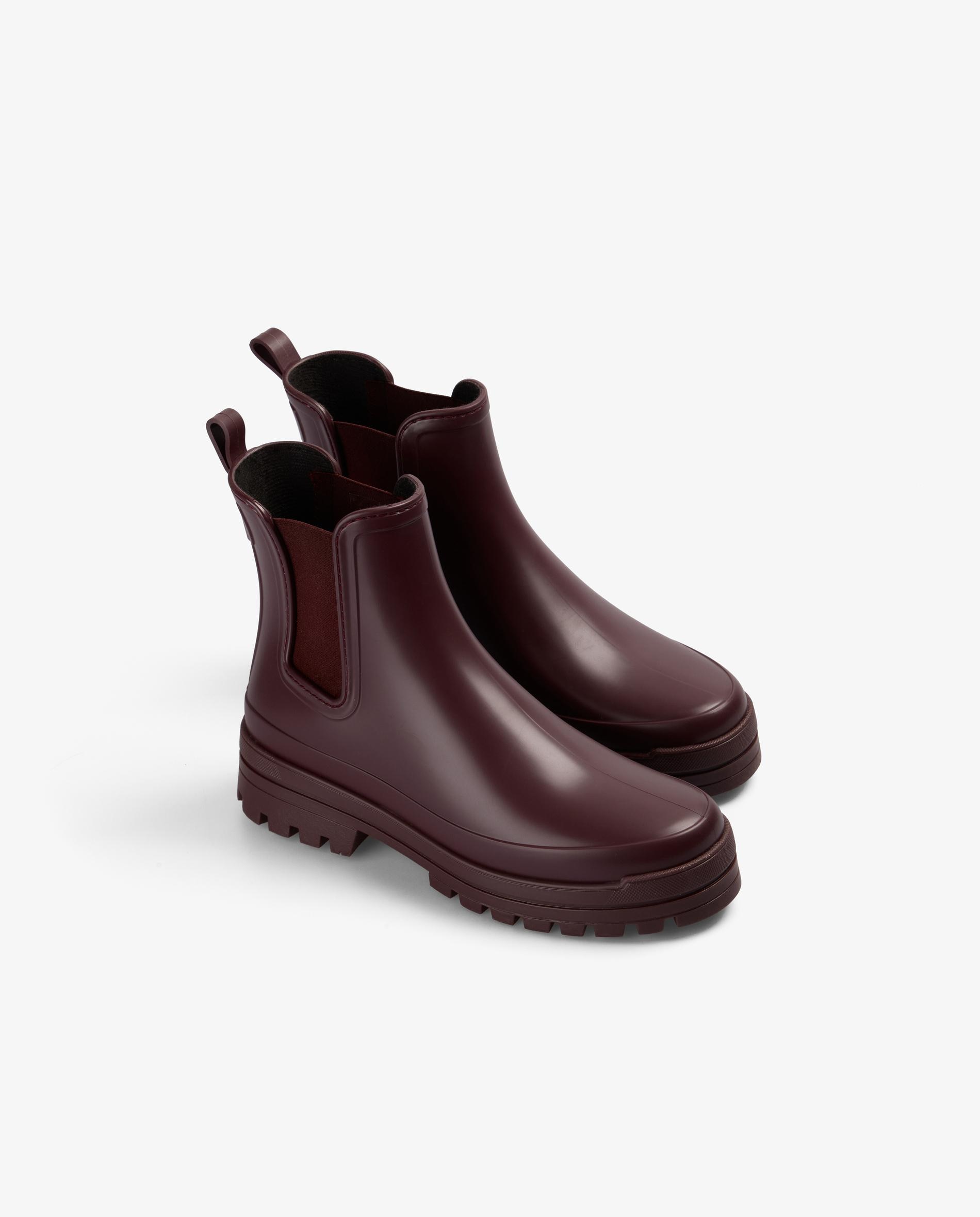 Botas Sola Track Tipo Chelsea em Material Impermeável Bordeaux-2