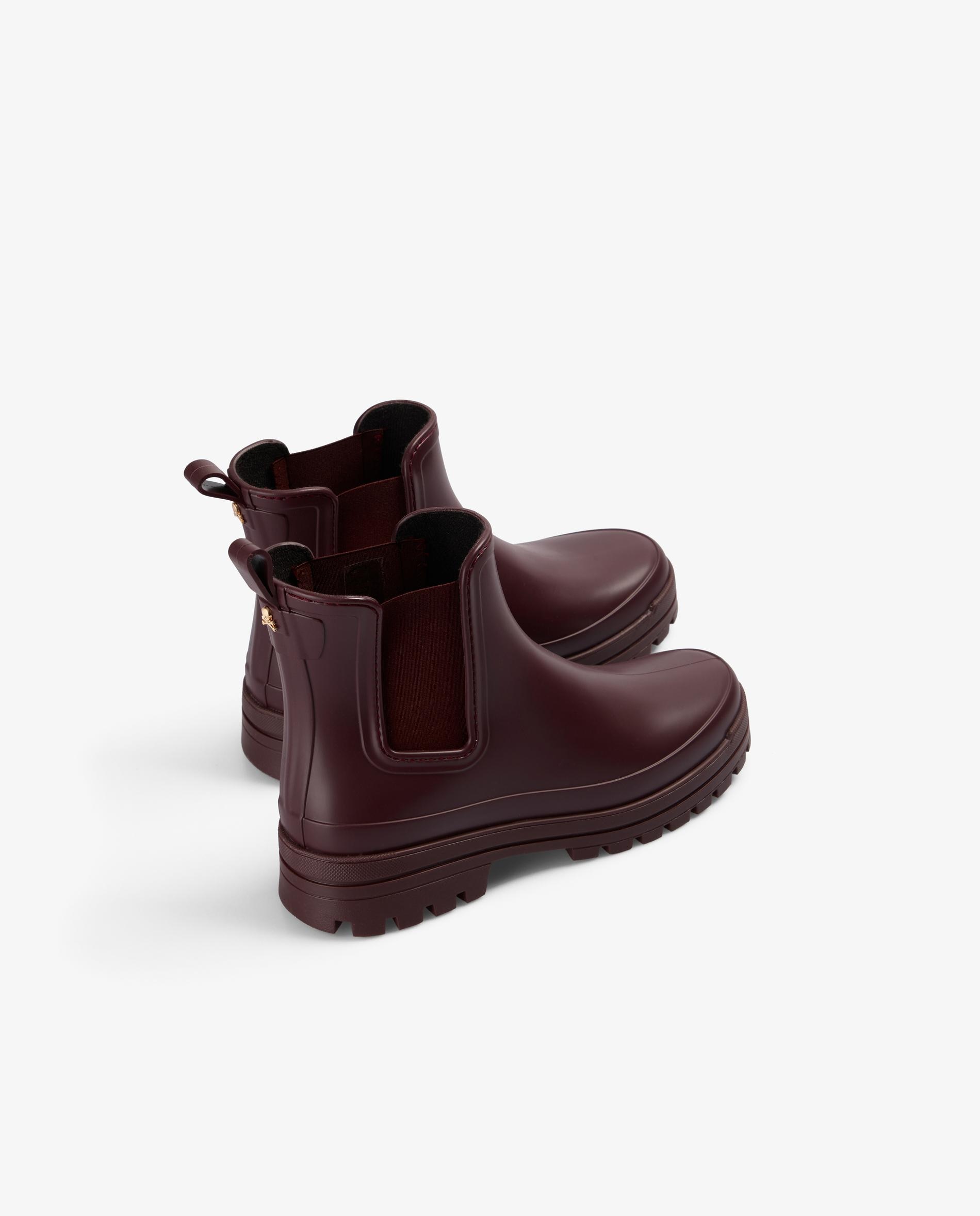 Botas Sola Track Tipo Chelsea em Material Impermeável Bordeaux-3