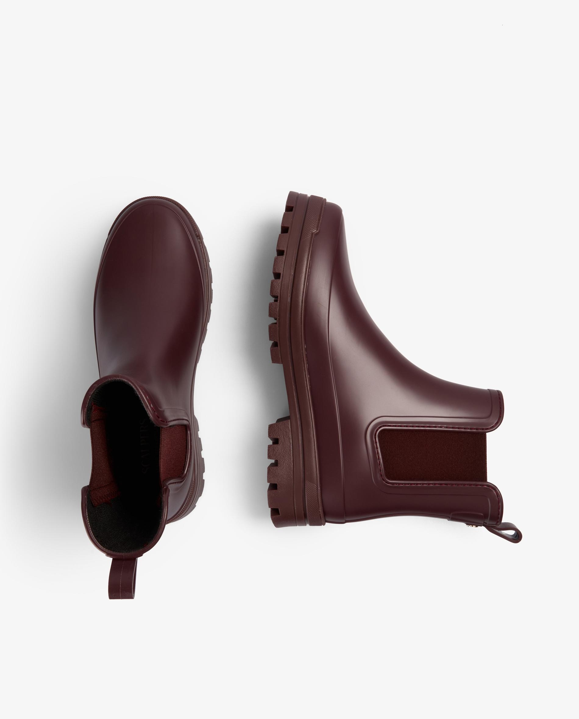 Botas Sola Track Tipo Chelsea em Material Impermeável Bordeaux-7