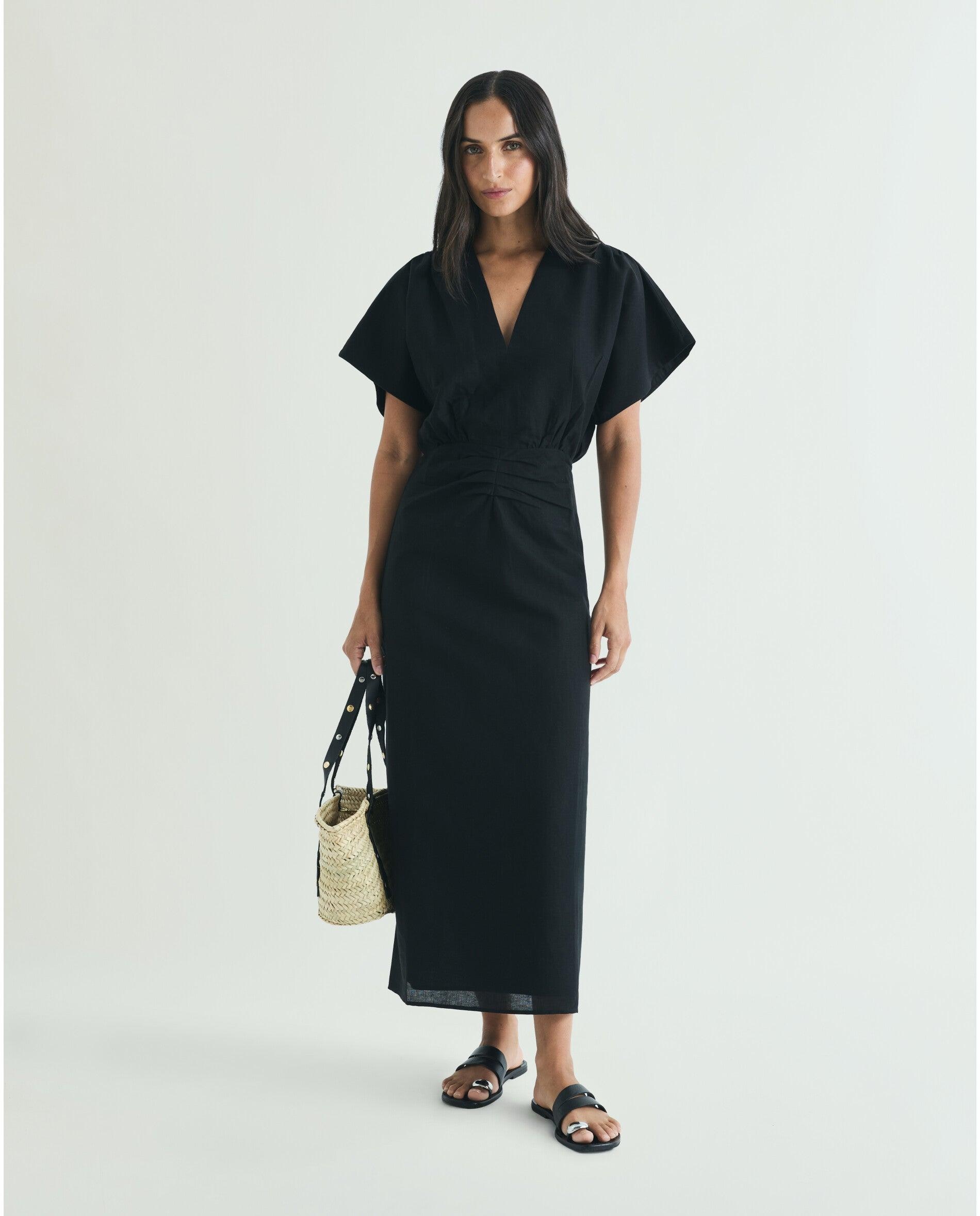 Imagem 0 de Vestido Midi com Detalhe Franzido na Cintura