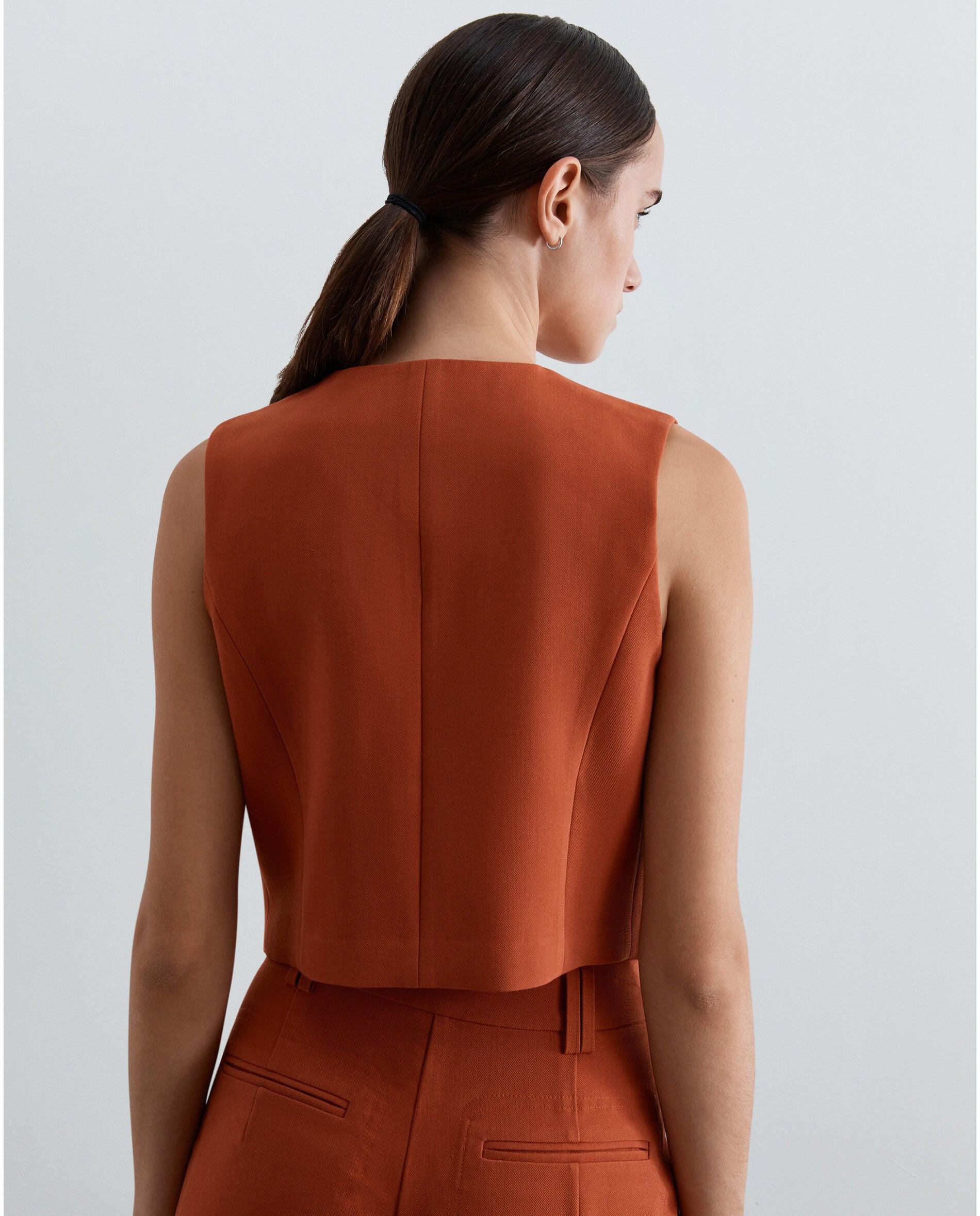 Colete Slim Fit com Fecho de Botões Terracota-2