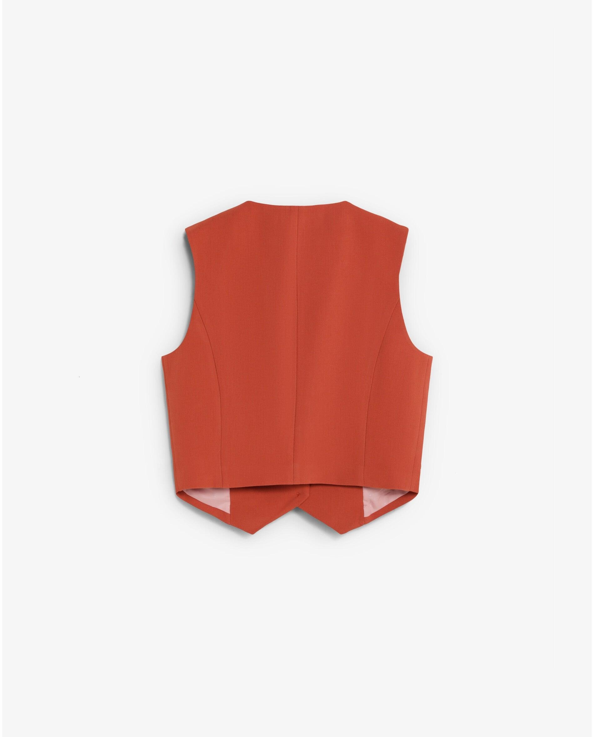 Colete Slim Fit com Fecho de Botões Terracota-6