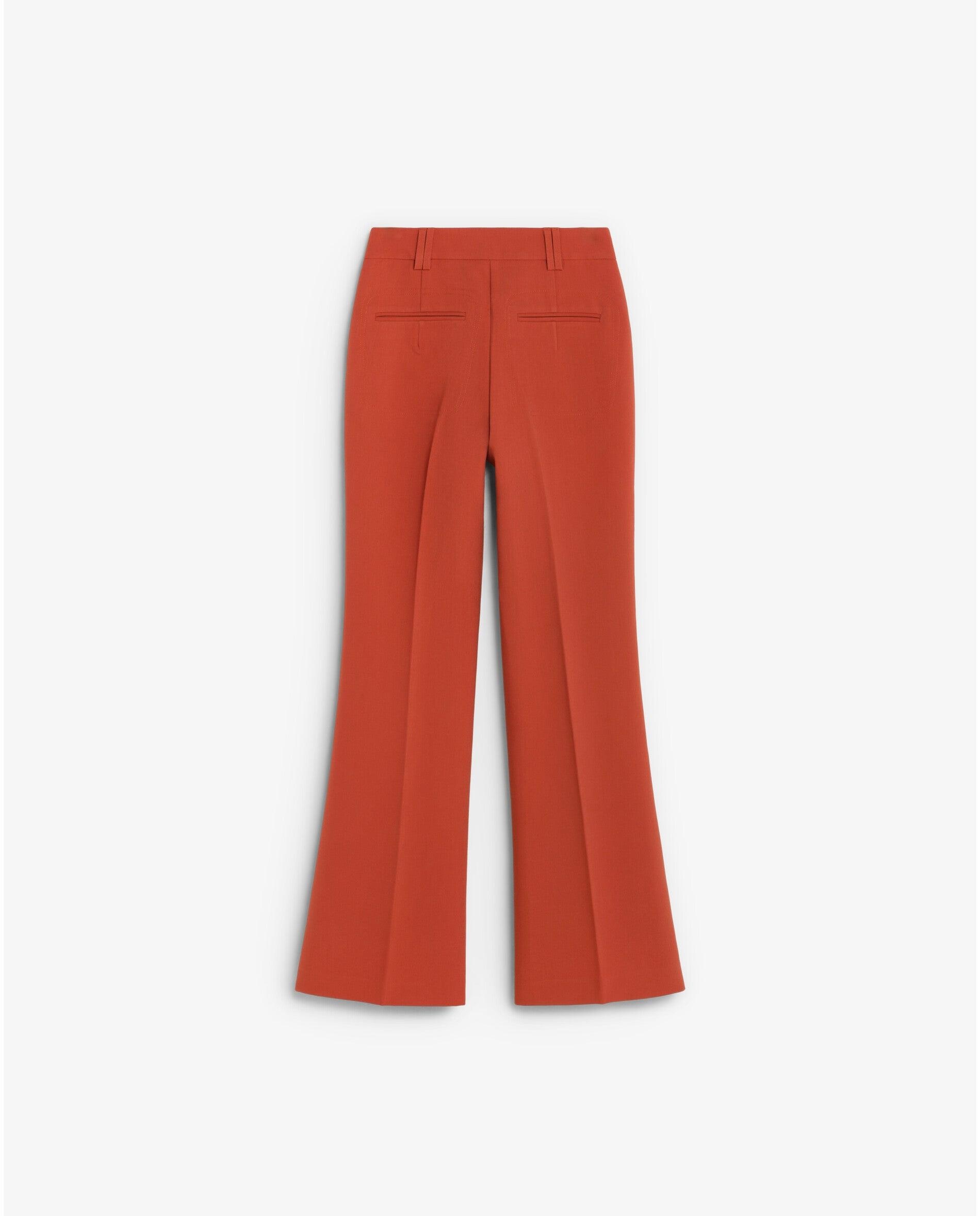Calças de Vestir Boocut com Pinças Frontais Terracota-5