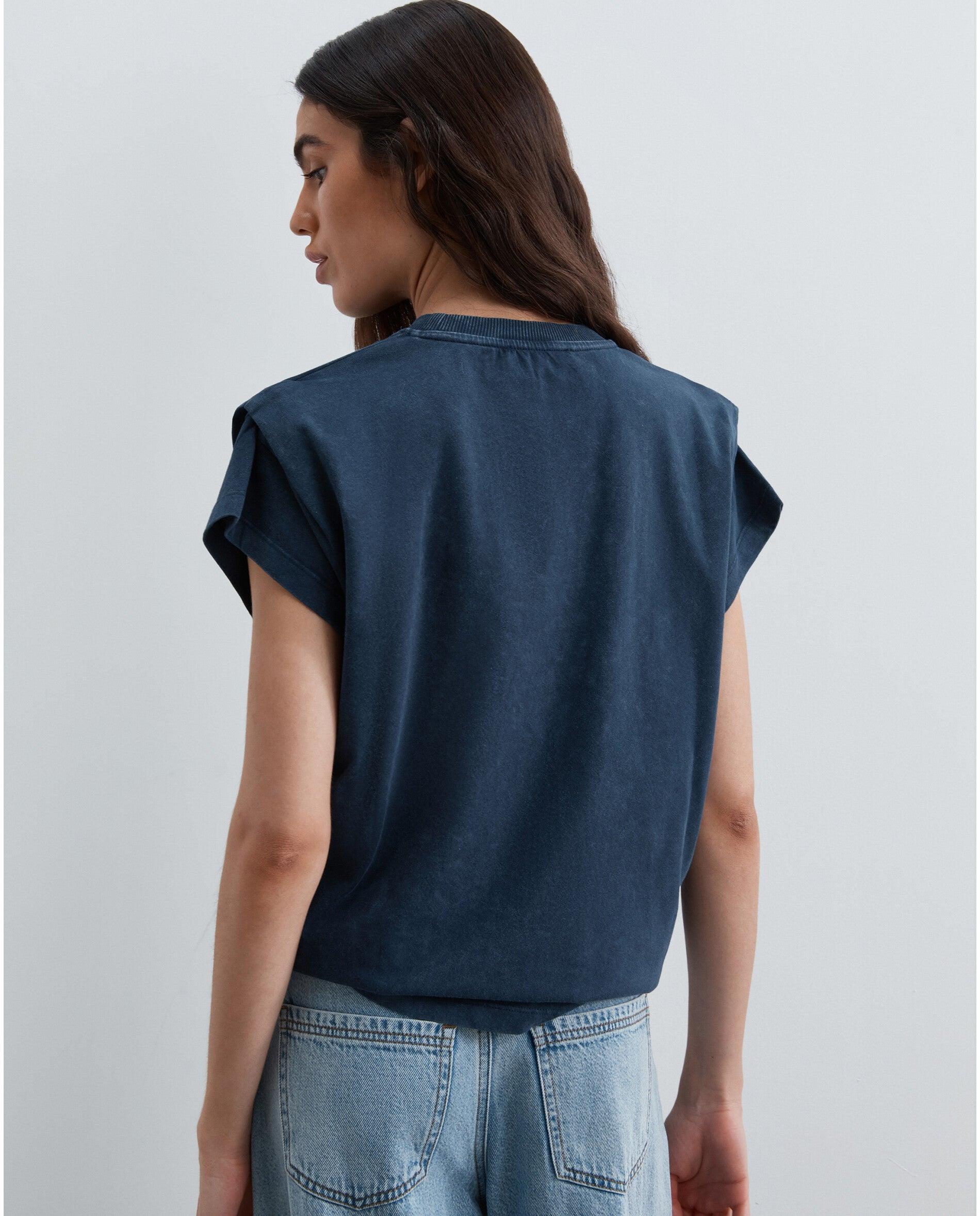 T-shirt Efeito Lavagem com Detalhe de Studs Navy-3