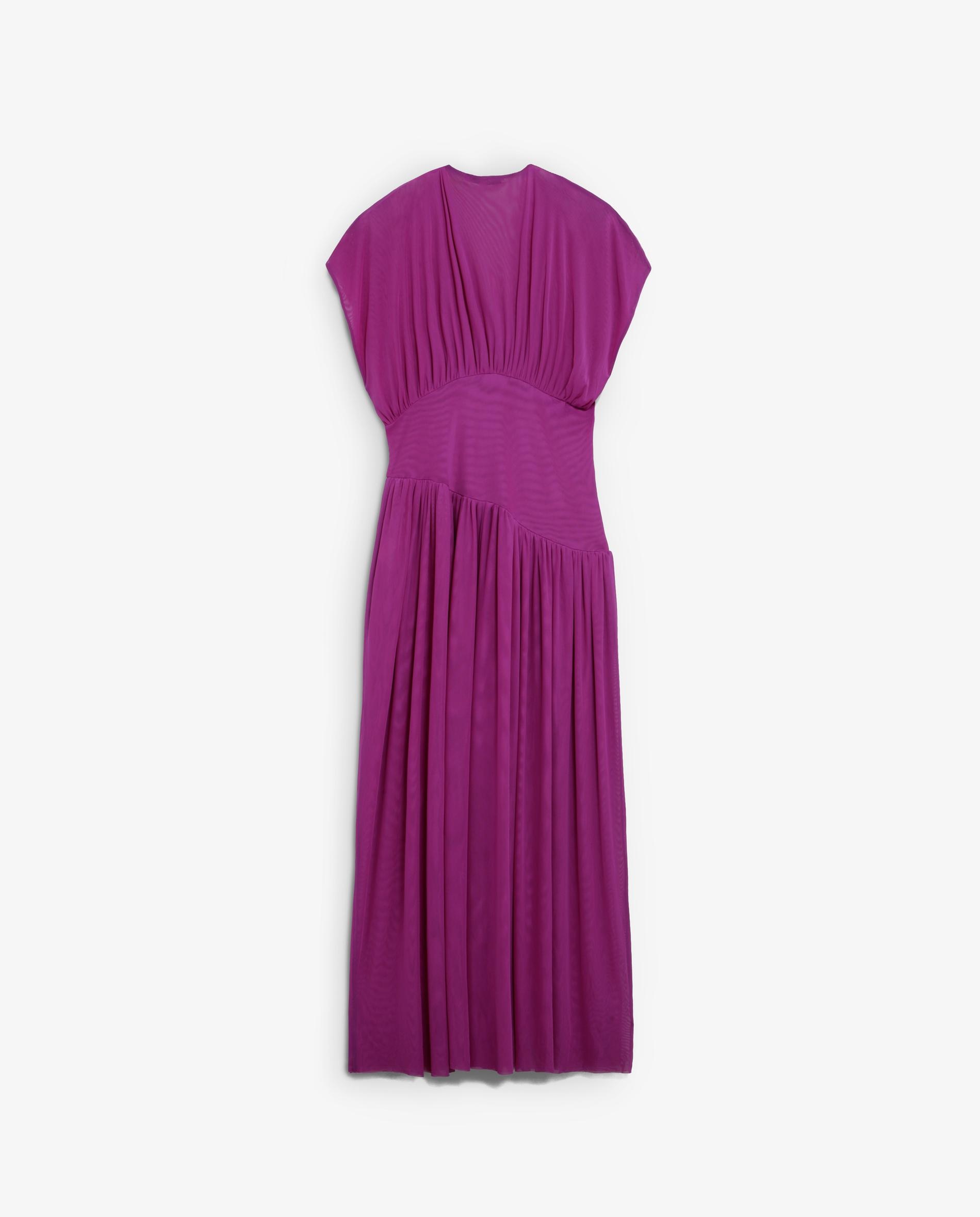 Vestido Comprido em Gaze de Malha Fúcsia-2