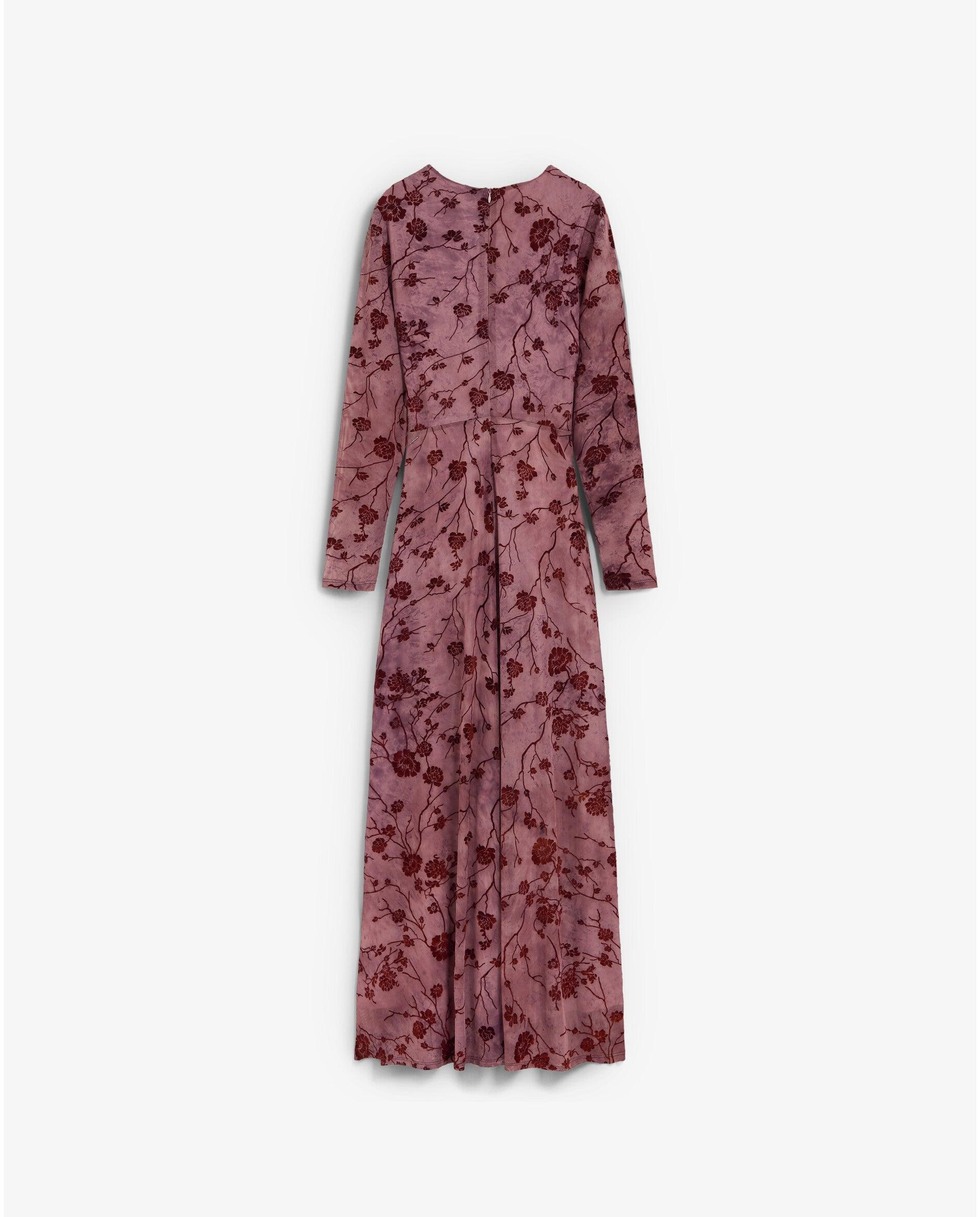 Vestido Midi em Tecido Mesh com Flores de Veludo em Contraste Lilás-2