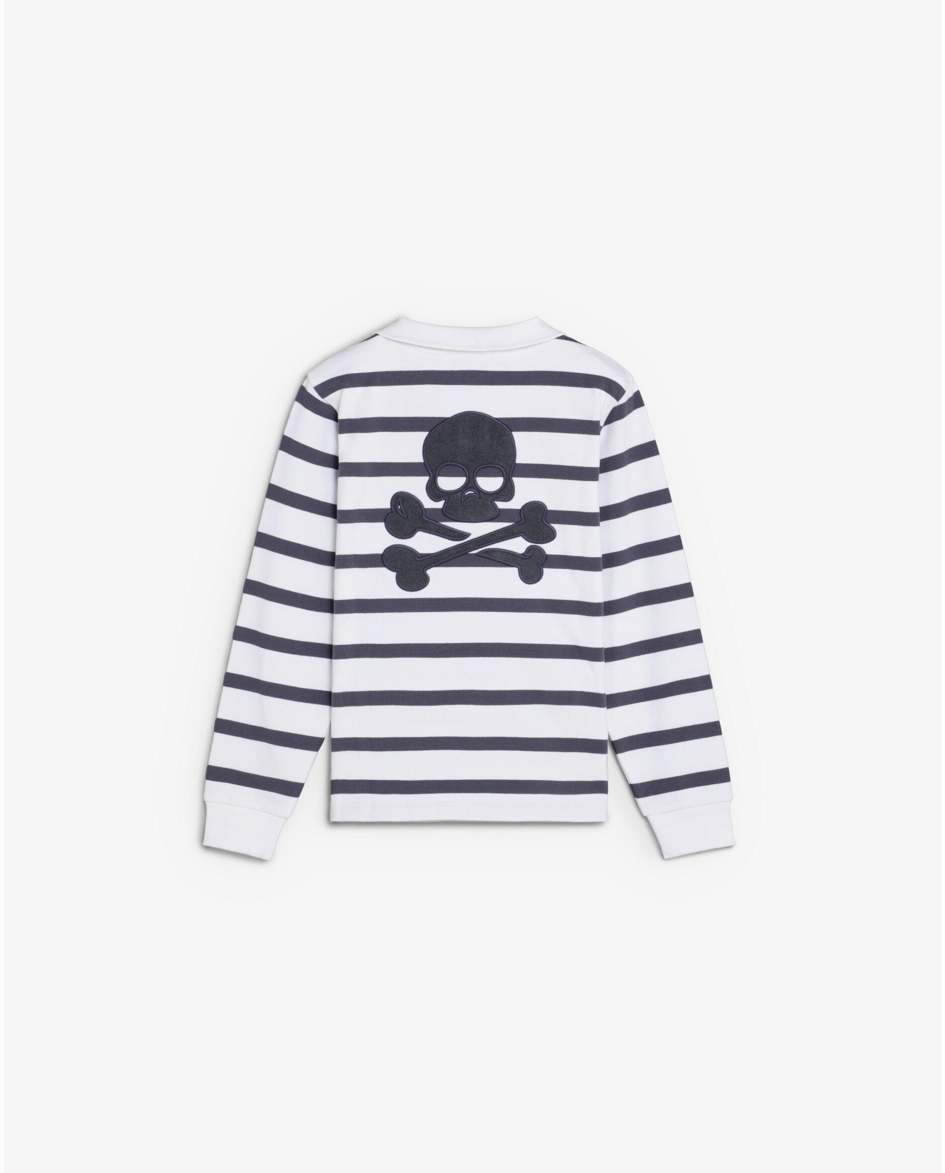 Sweatshirt Infantil Às Riscas com Gola Polo Navy-2