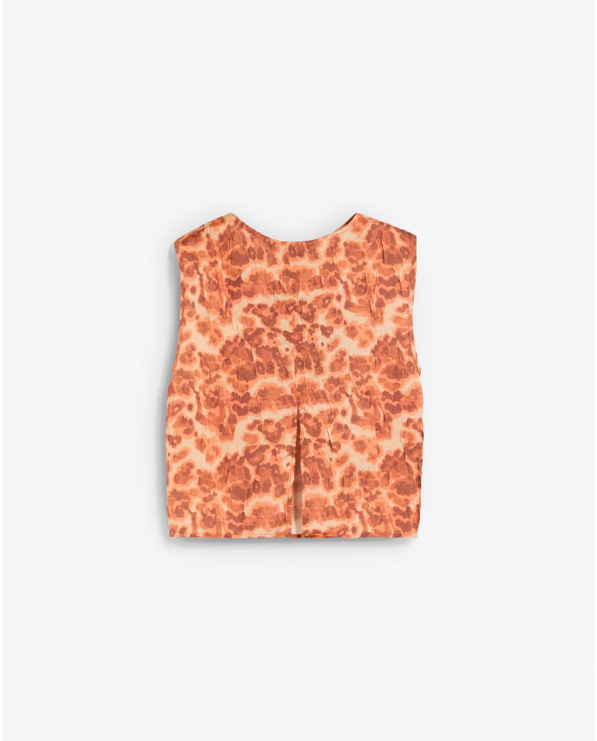 Top Drapeado Animal Print Laranja-2