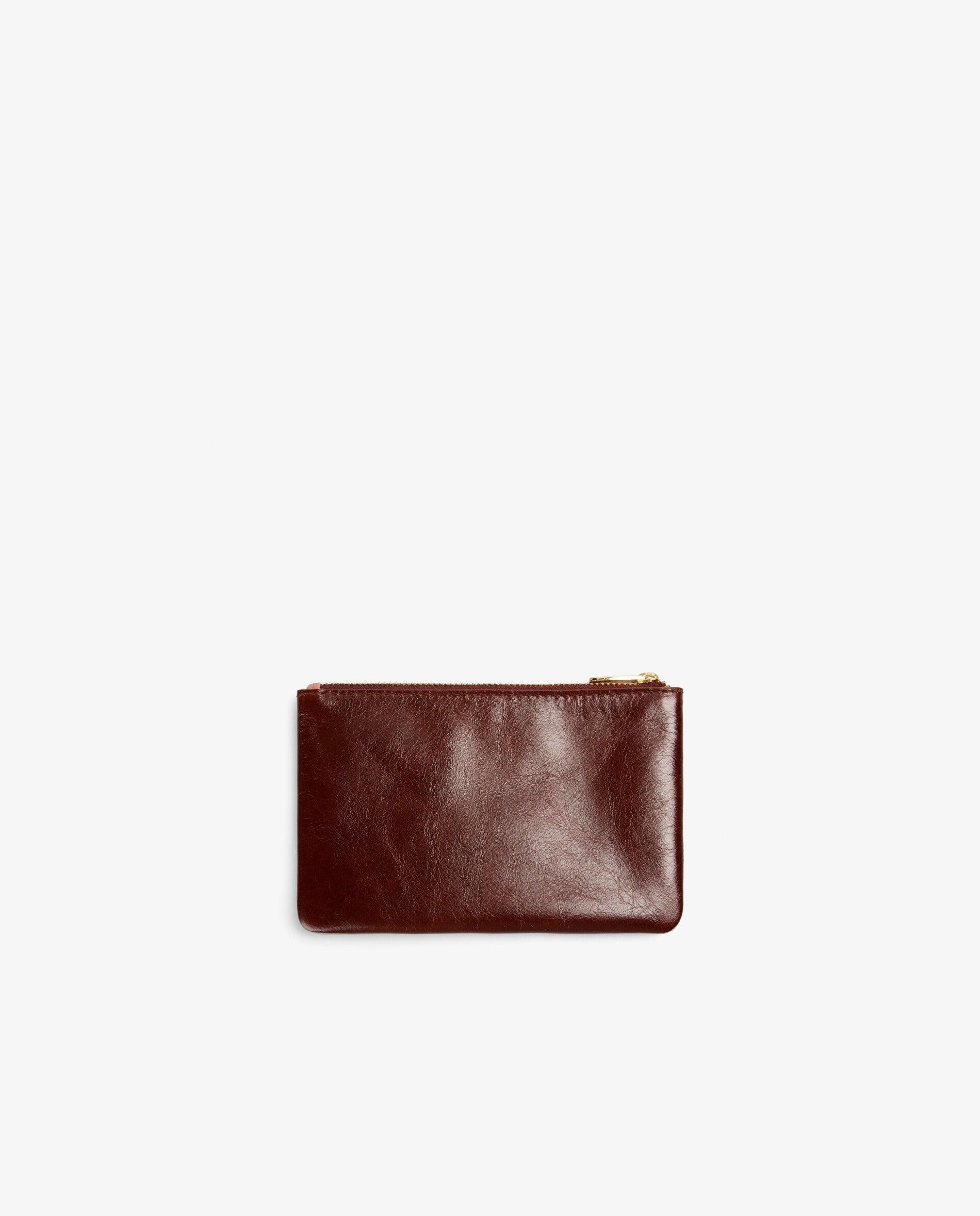 Carteira de Pele Bicolor com Fecho Zip Bege-2