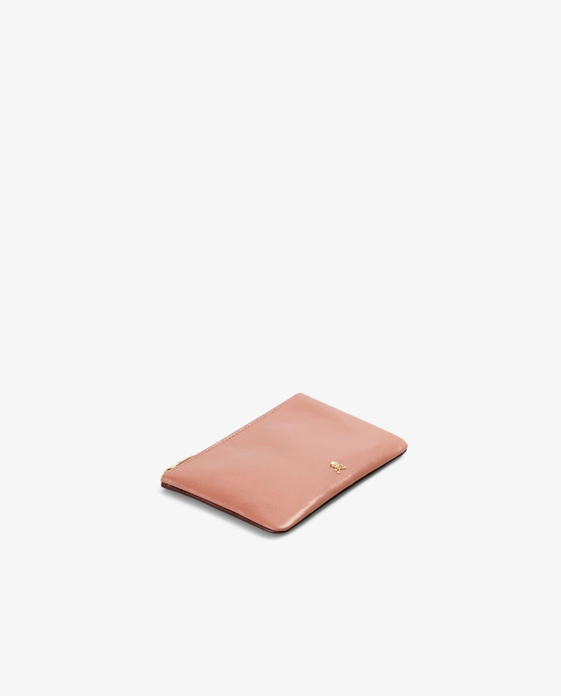 Carteira de Pele Bicolor com Fecho Zip Bege-3
