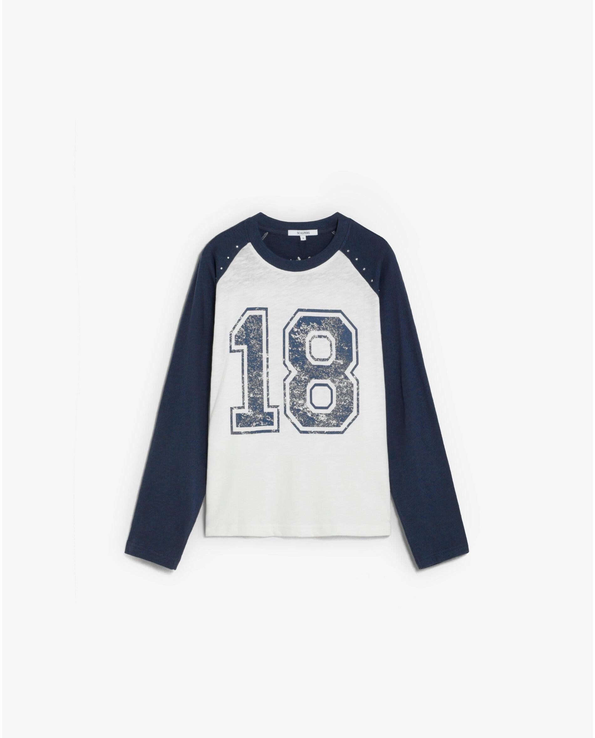 T-shirt Relaxed Fit com Mangas em Contraste Azul-escuro-4