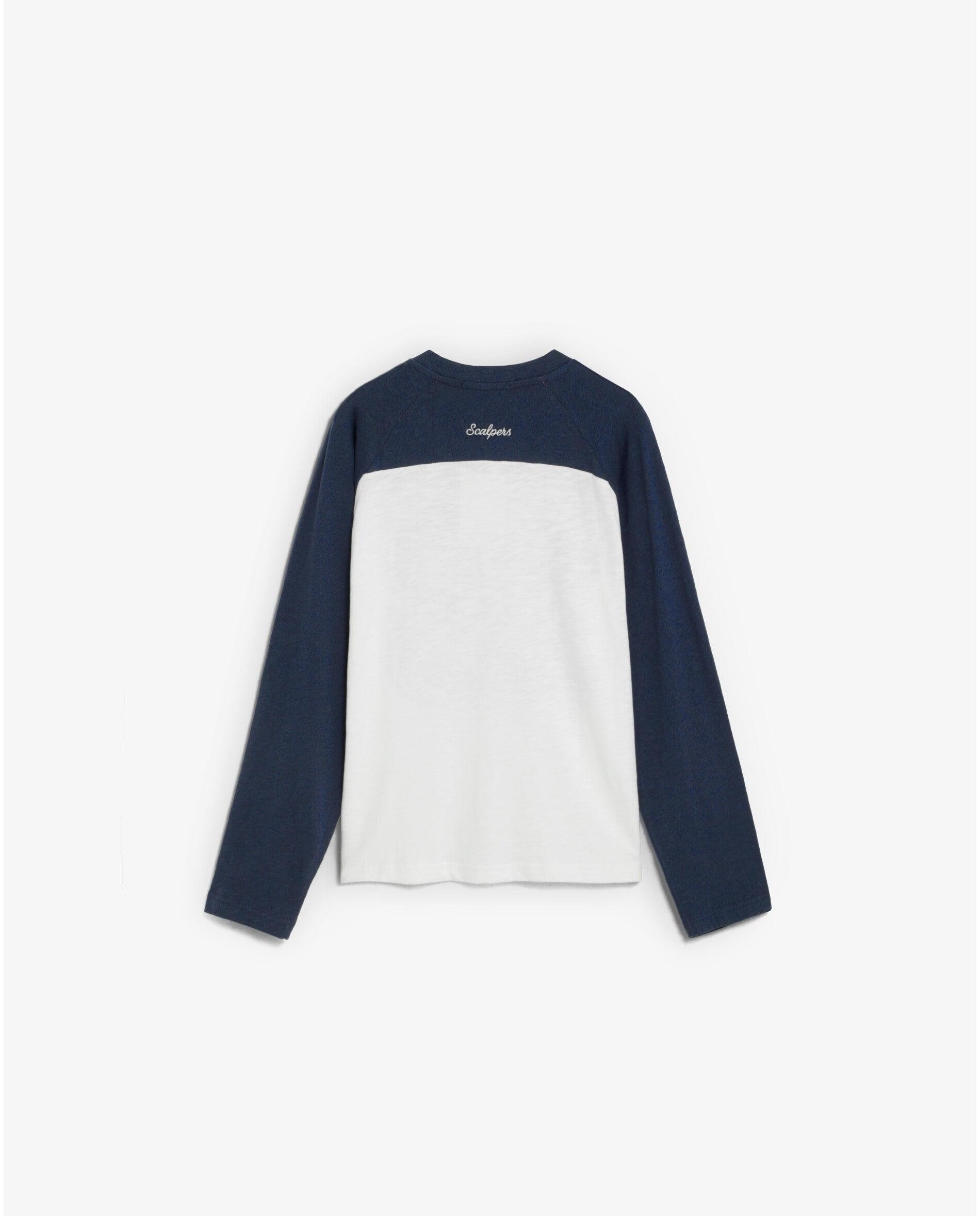 T-shirt Relaxed Fit com Mangas em Contraste Azul-escuro-5
