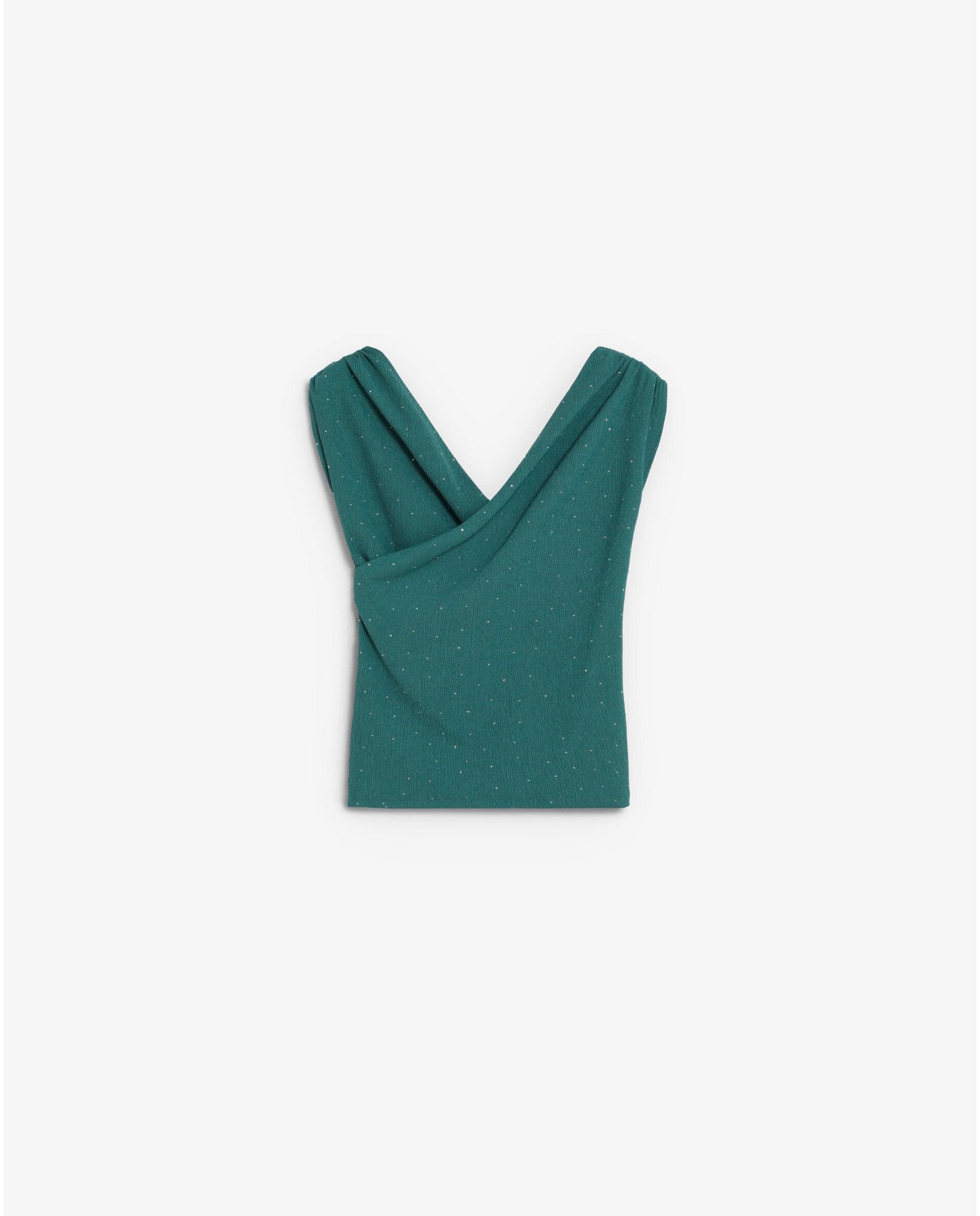 Top em Tecido Texturizado com Strass Verde-7