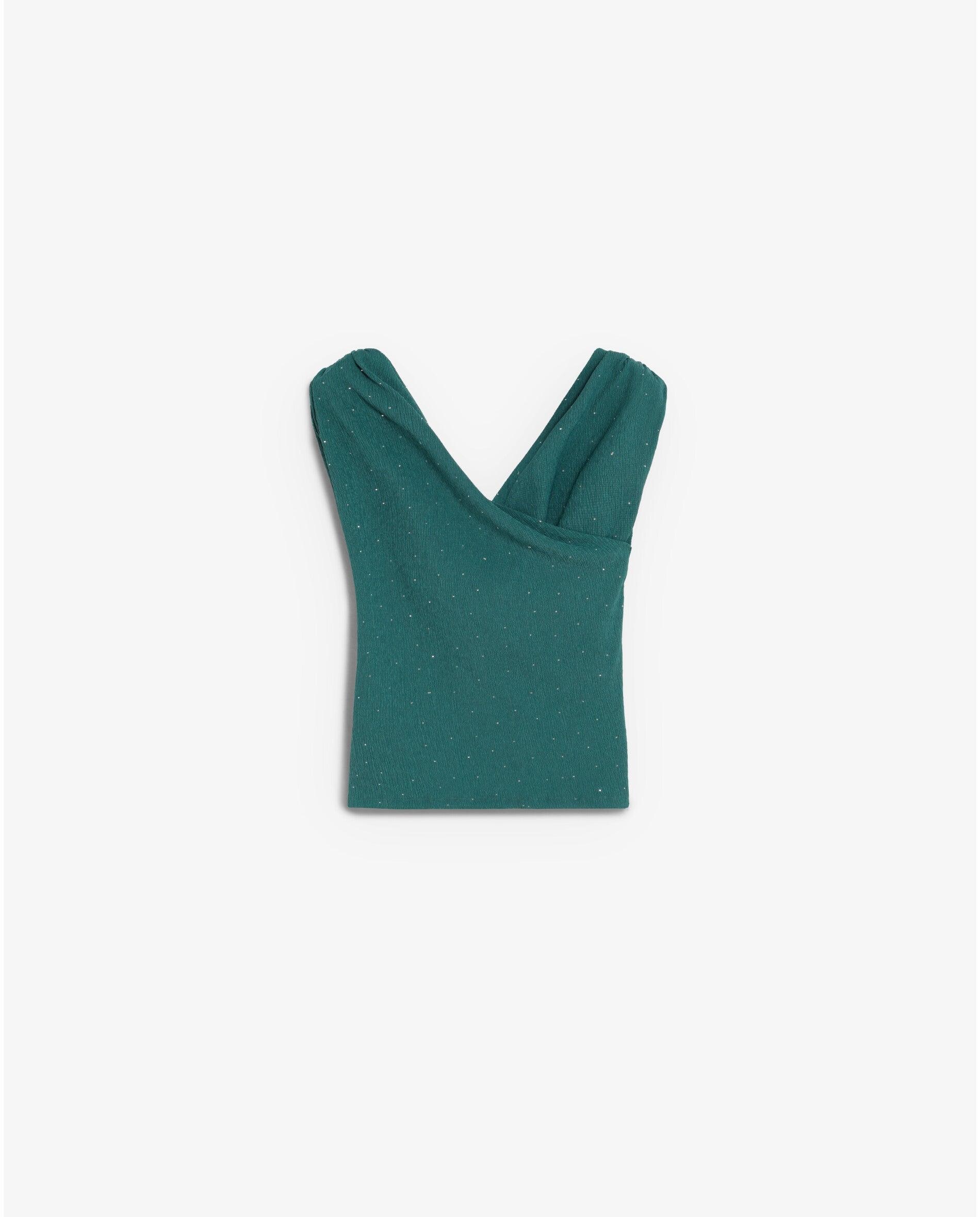 Top em Tecido Texturizado com Strass Verde-8
