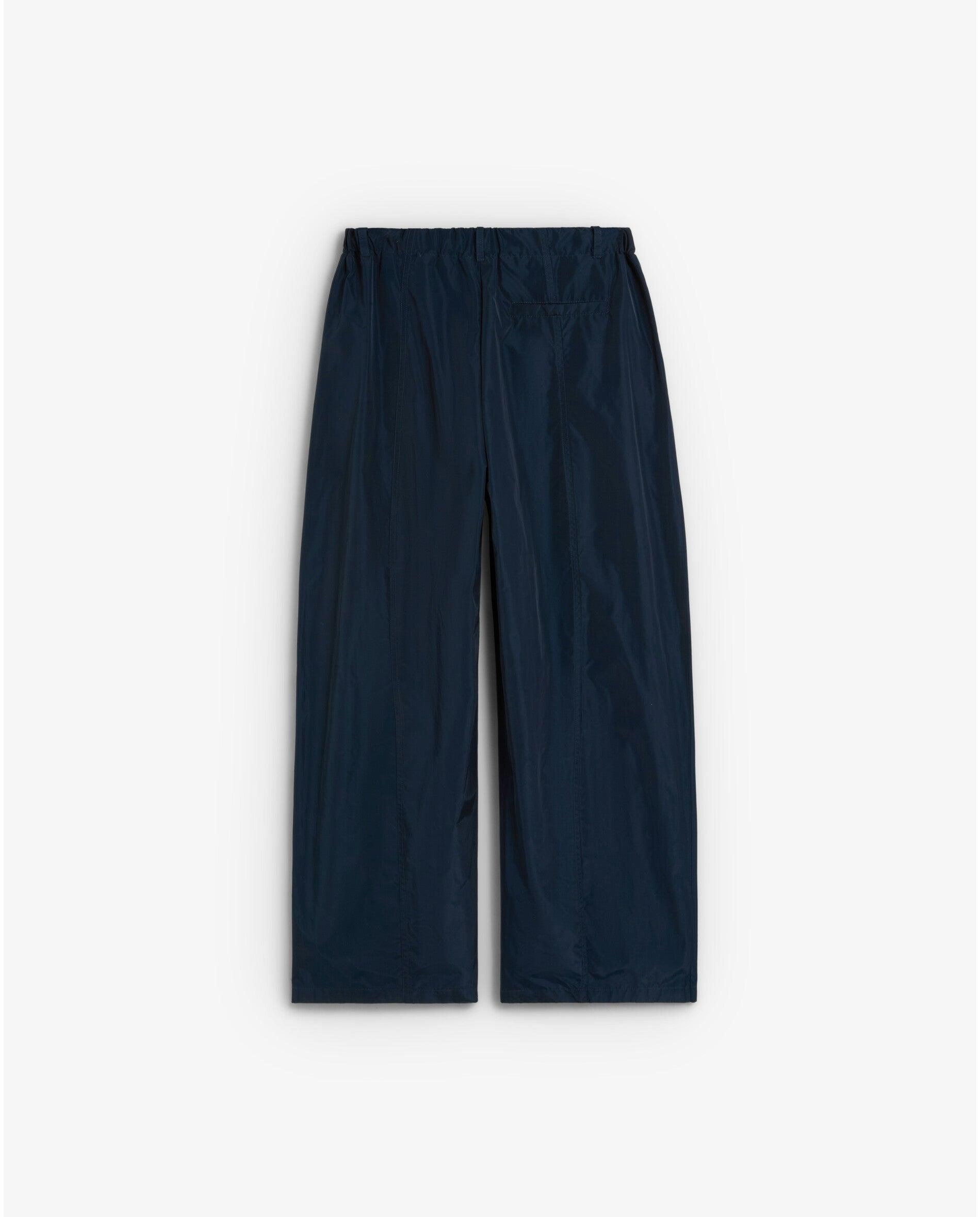 Calças Largas de Cintura Subida com Botão Deslocado Navy-7