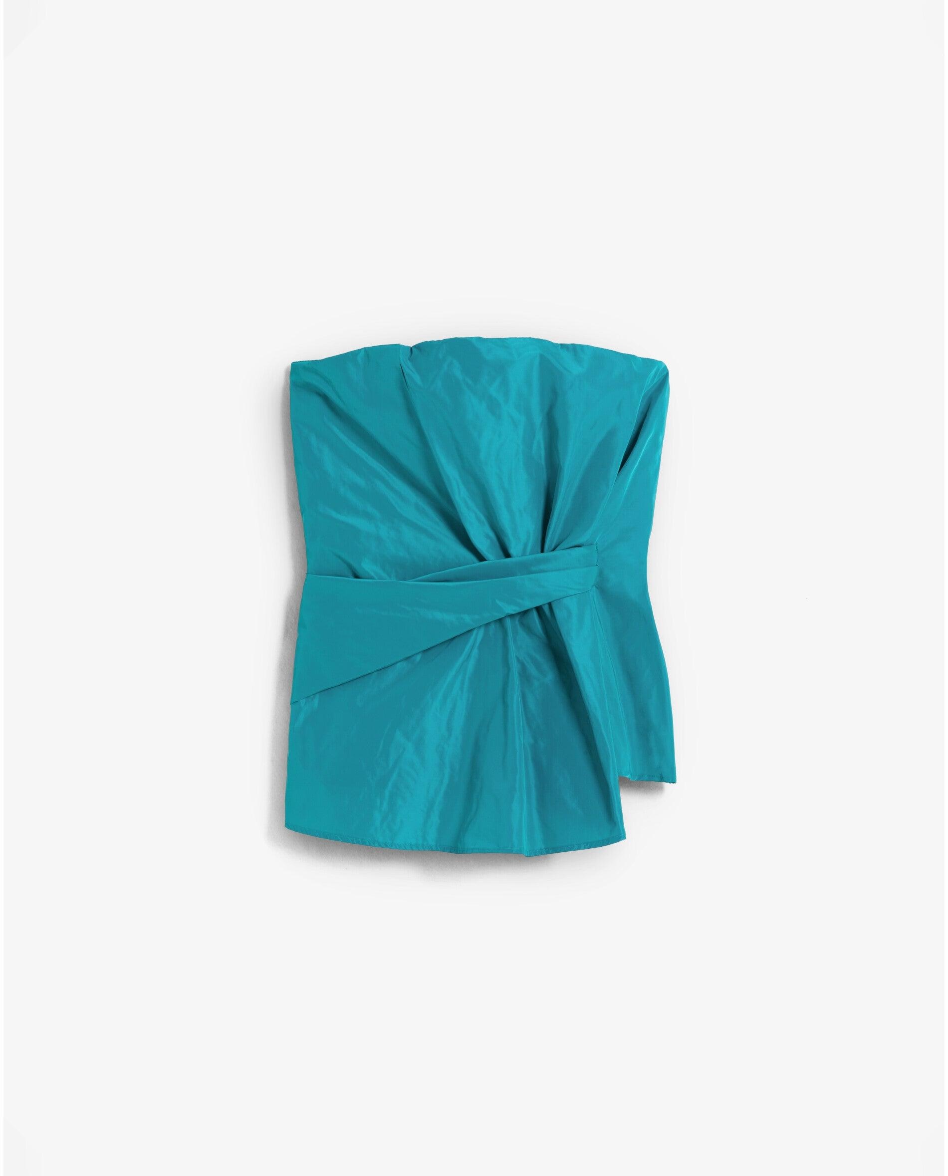 Top com Detalhe Drapeado e Decote Palavra de Honra Turquesa-6