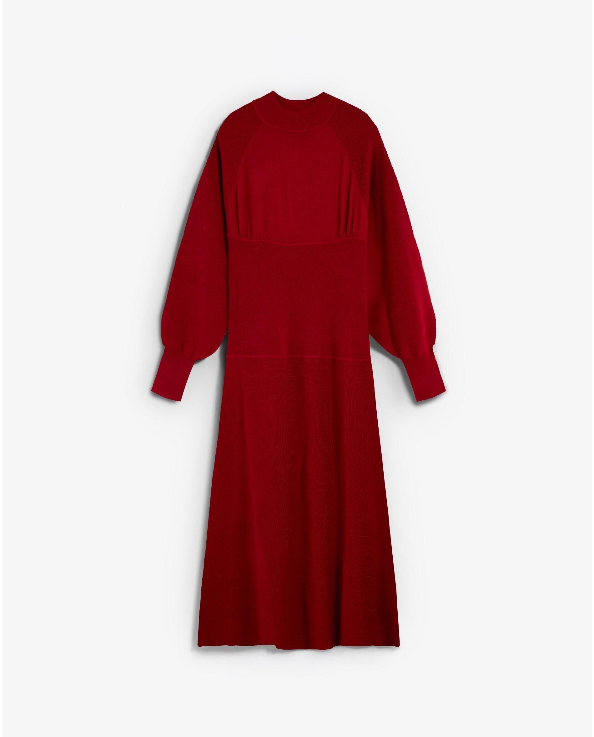 Imagem 0 de Vestido de Malha com Cintura Ajustada e Mangas Abalonadas