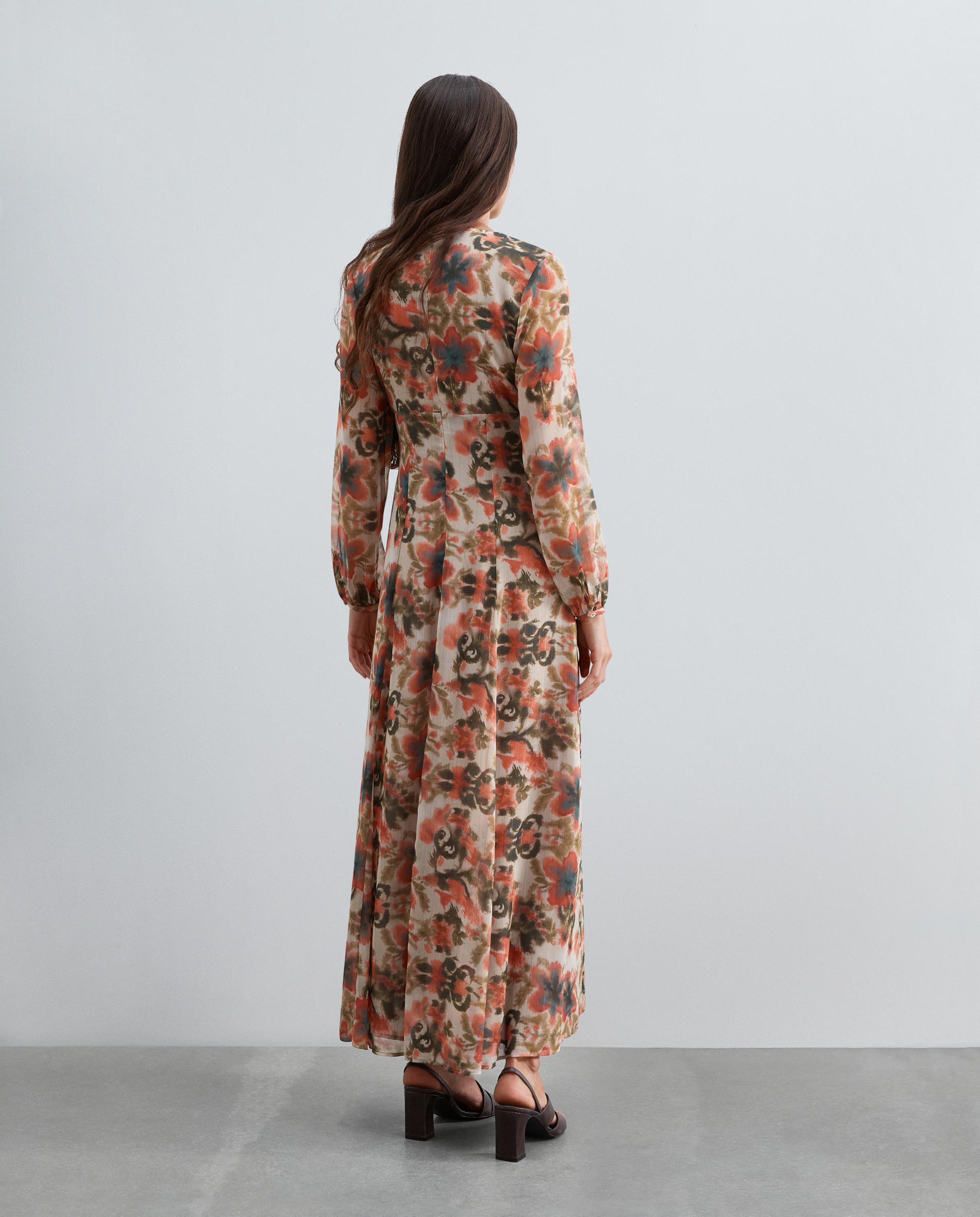 Vestido Comprido com Estampado Floral e Decote em V Multicolor-3