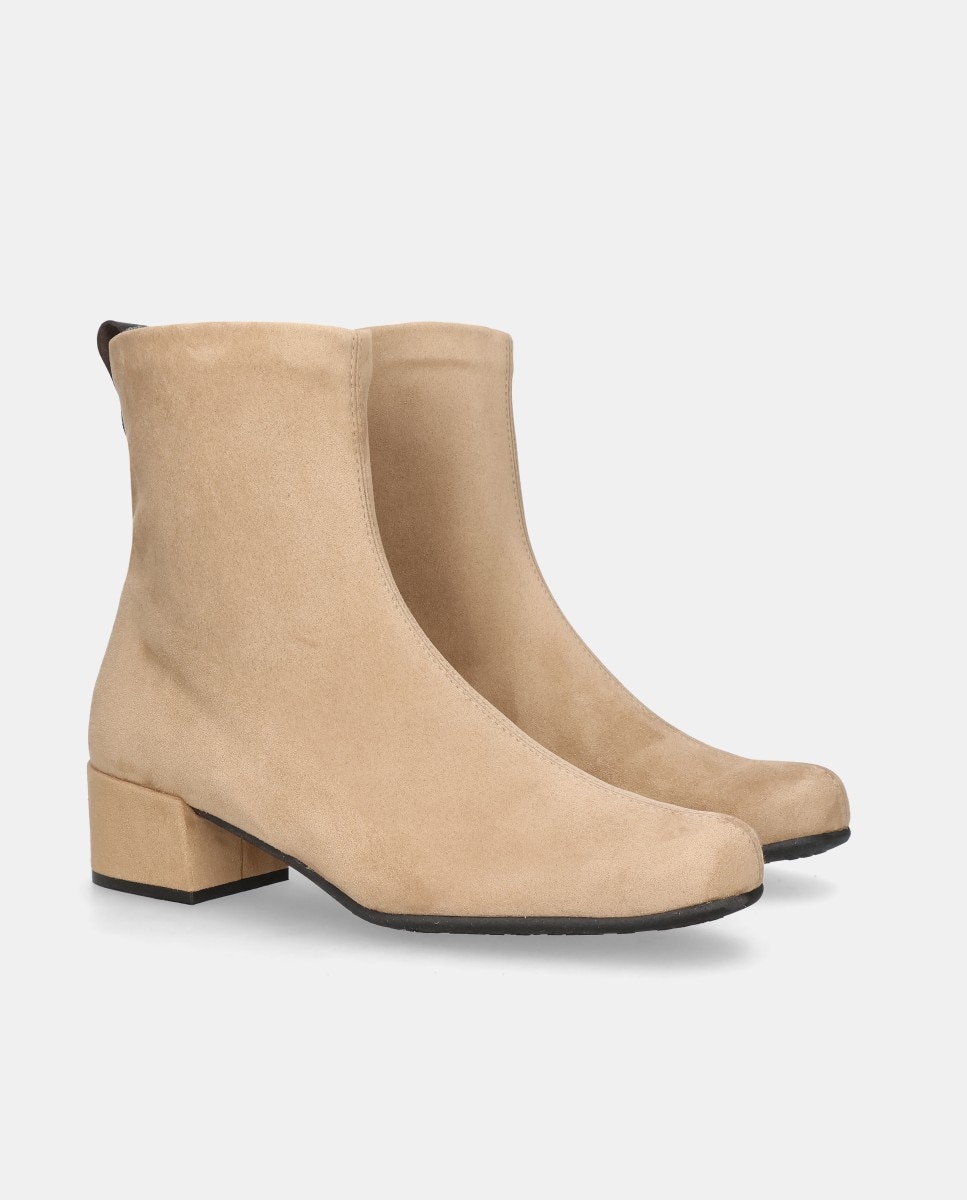 Botins Milan em Tecido Elástico Efeito Camurça Castanho-2