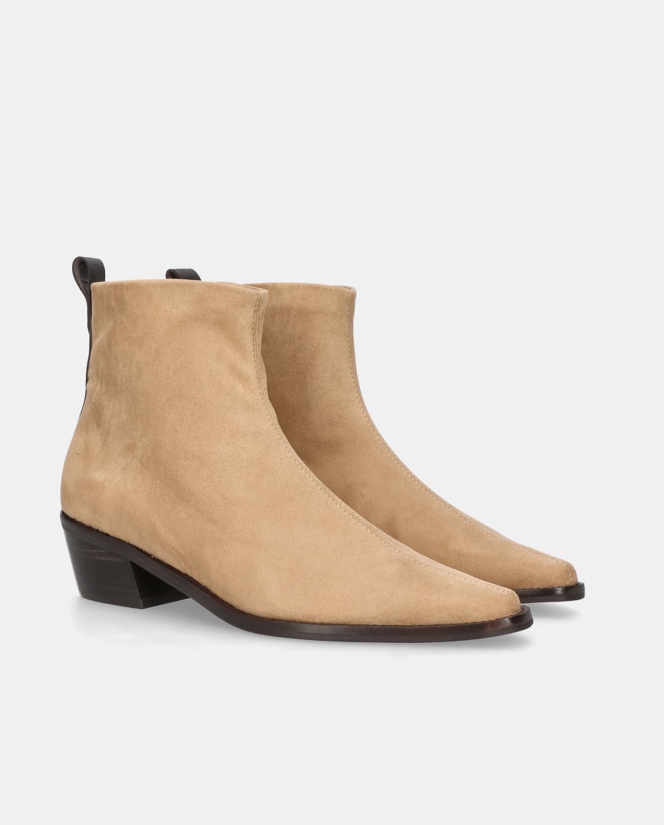 Botins Nashville em Tecido Elástico Efeito Camurça Castanho-2