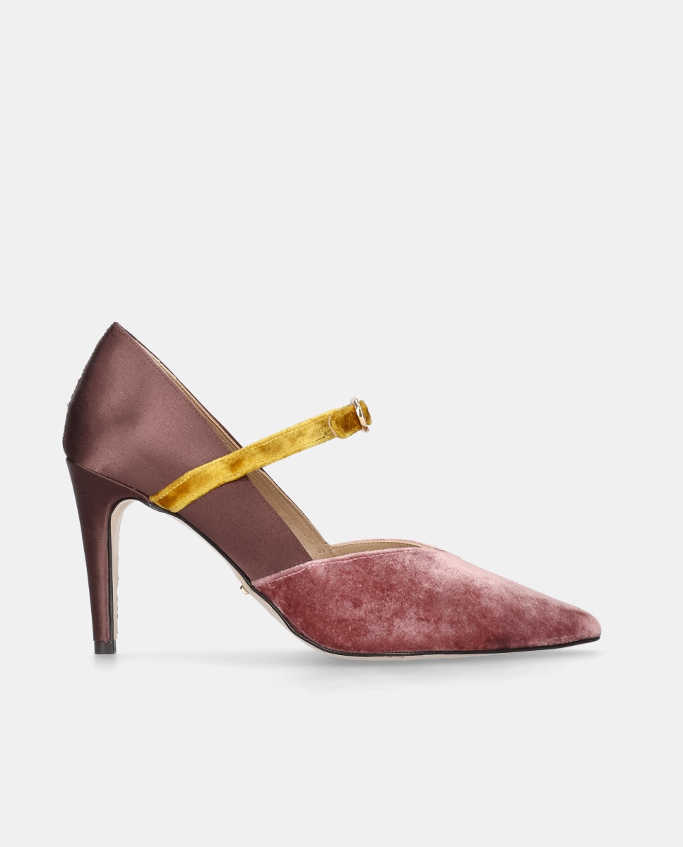 Imagem 0 de Sapatos de Salto Alya em Tecido de Cetim e Veludo