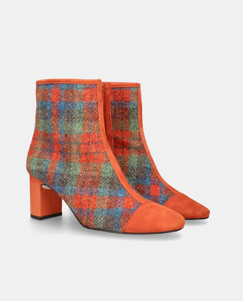 Botins Jolie em Tecido Estampado Laranja-2