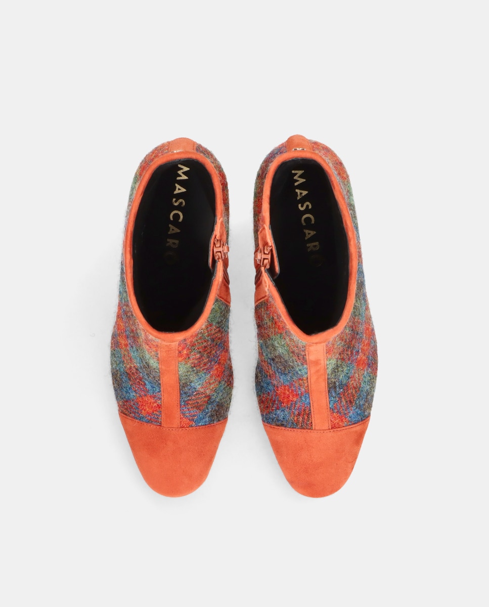 Botins Jolie em Tecido Estampado Laranja-3