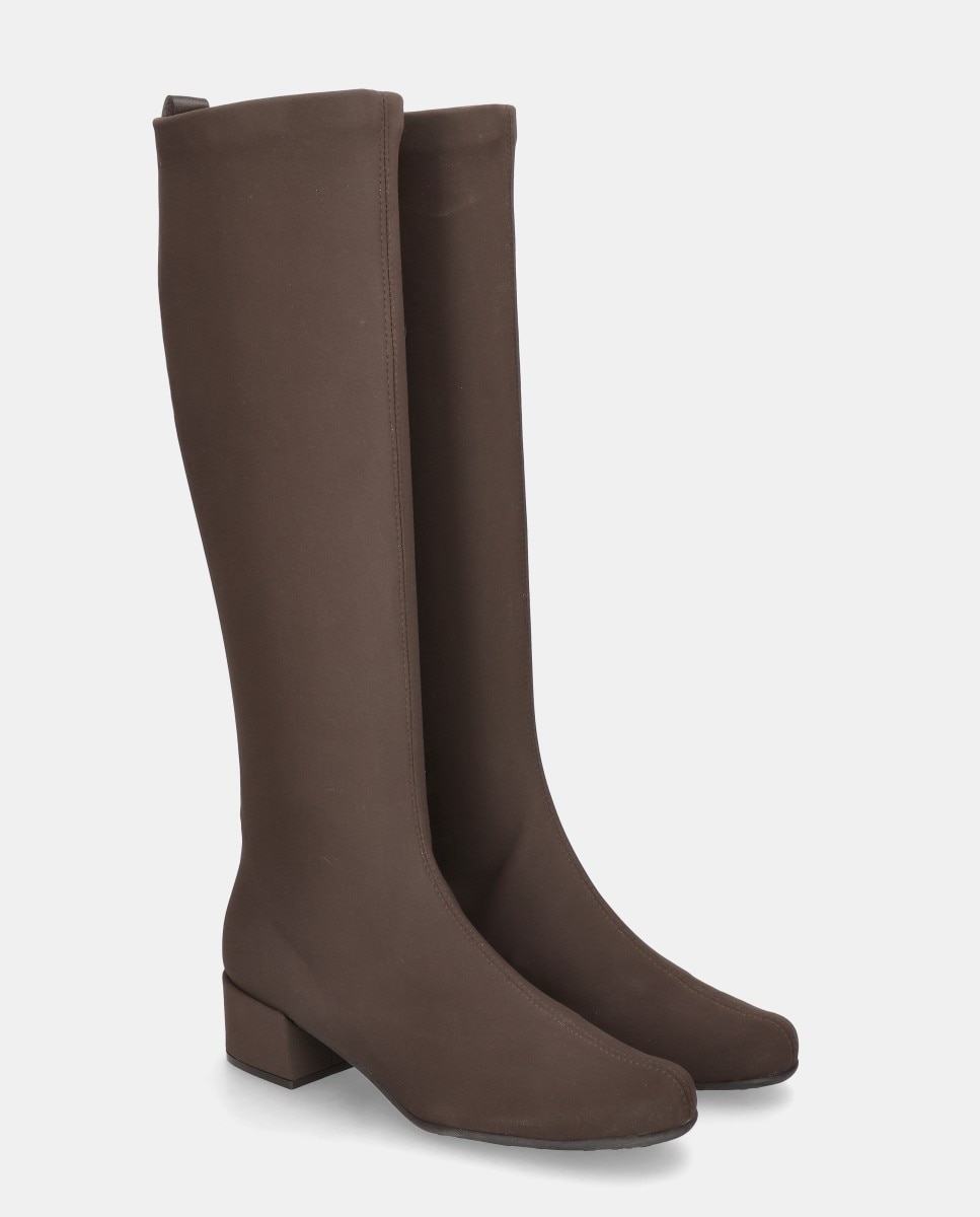 Botas Milan em Tecido Elástico Castanho-2