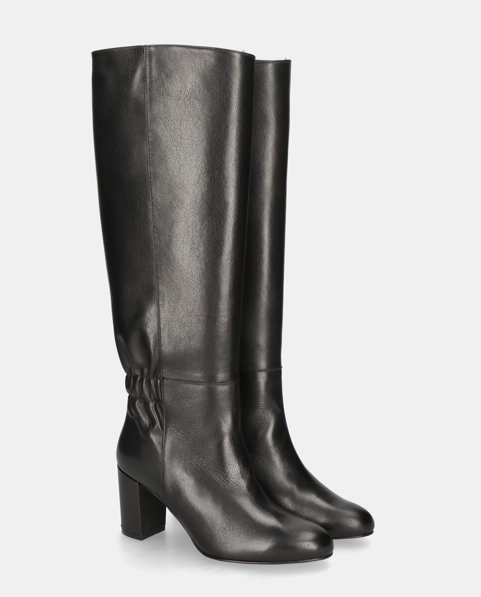Botas Altas Alix em Pele Preto-2