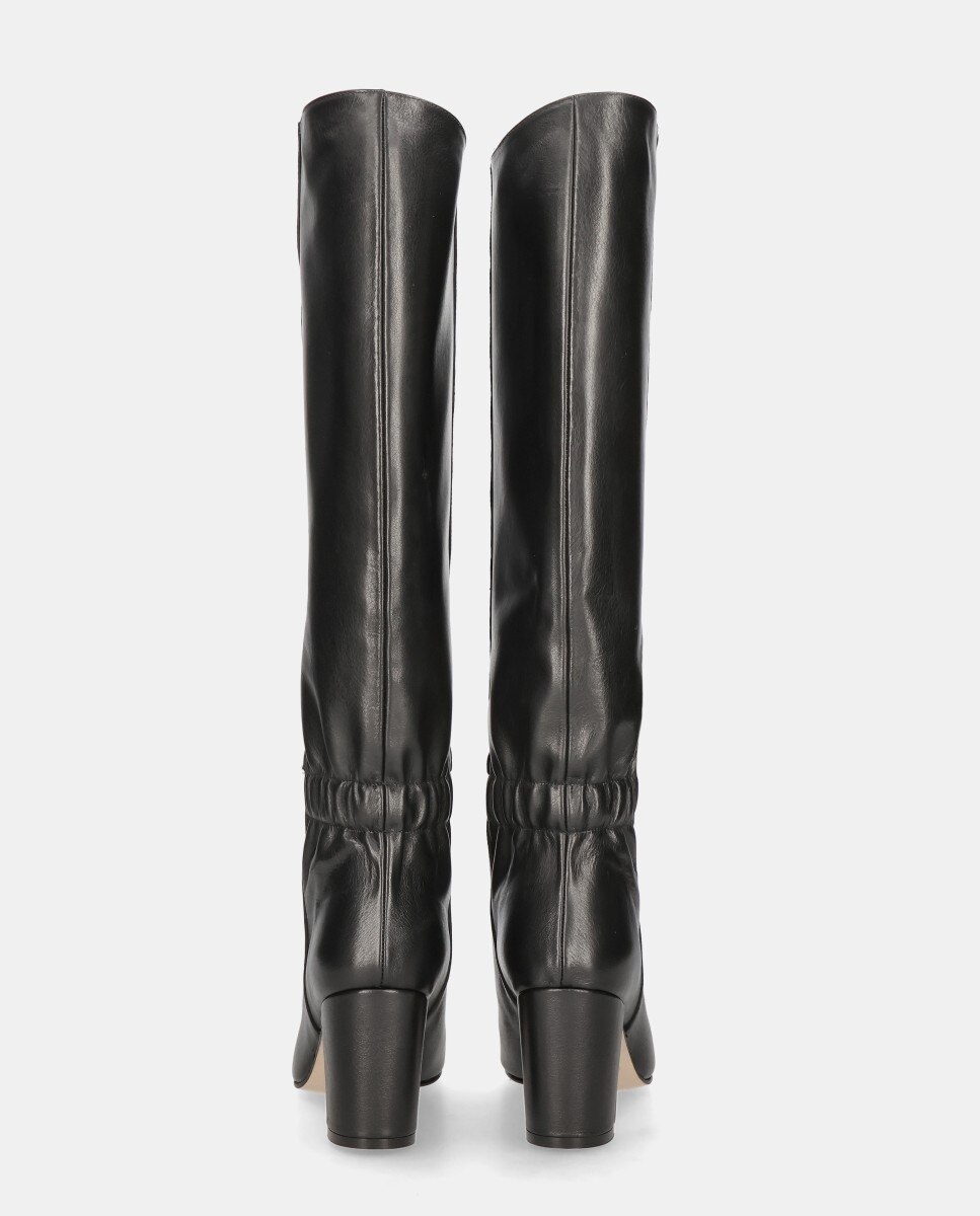 Botas Altas Alix em Pele Preto-3