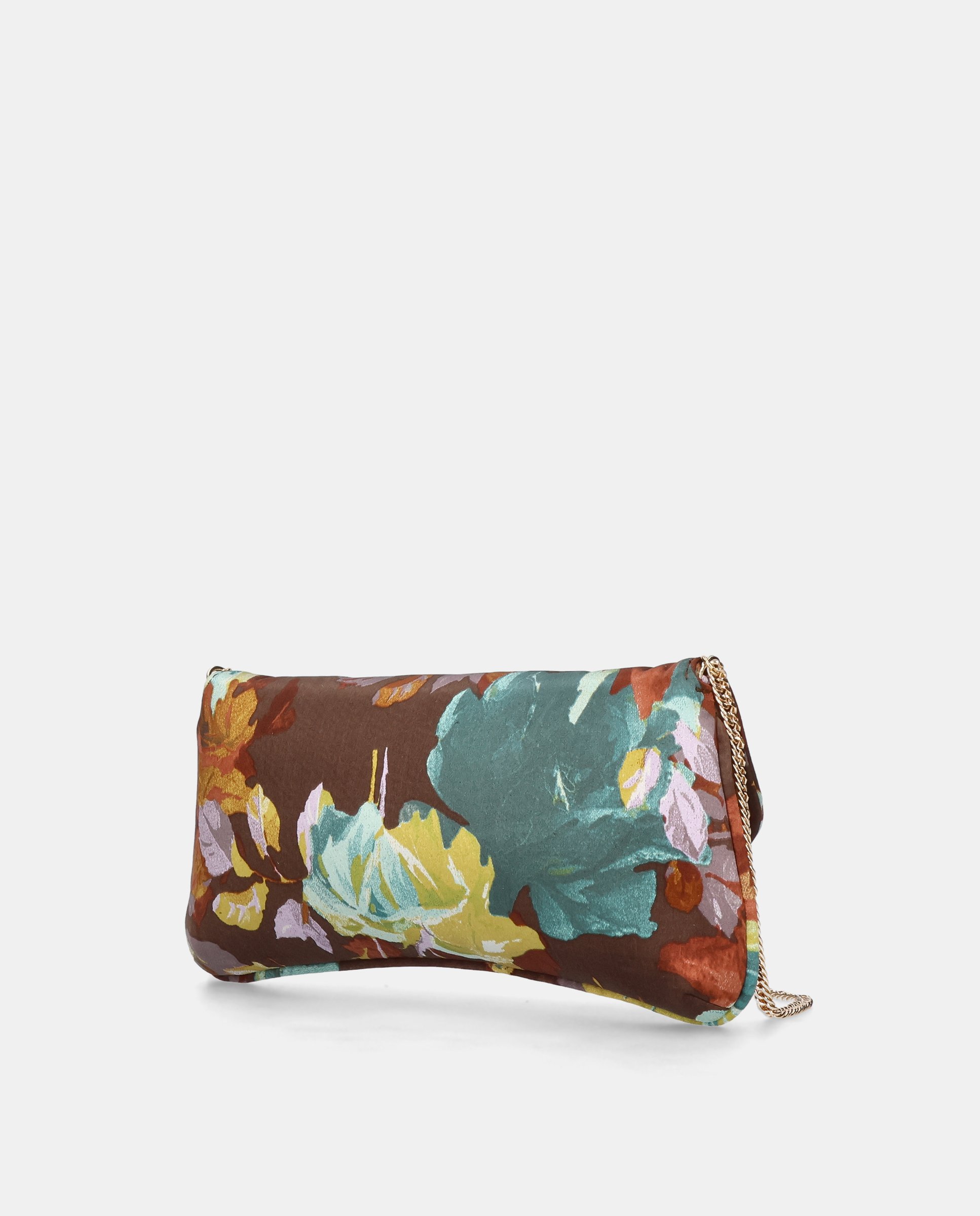 Mala de Mão em Tecido de Cetim com Corrente Multicolor-2