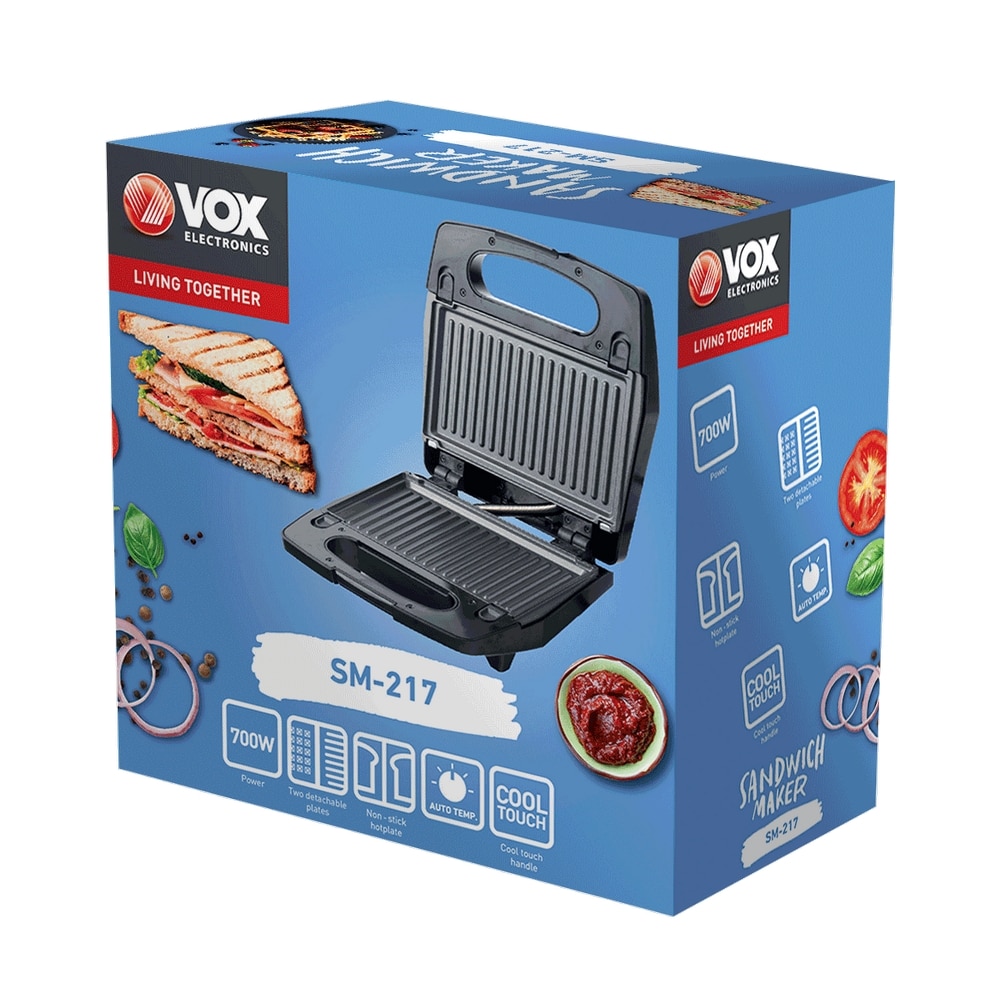 Sanduicheira 2-em-1 VOX SM217 700W Grill e waffles Preto-3