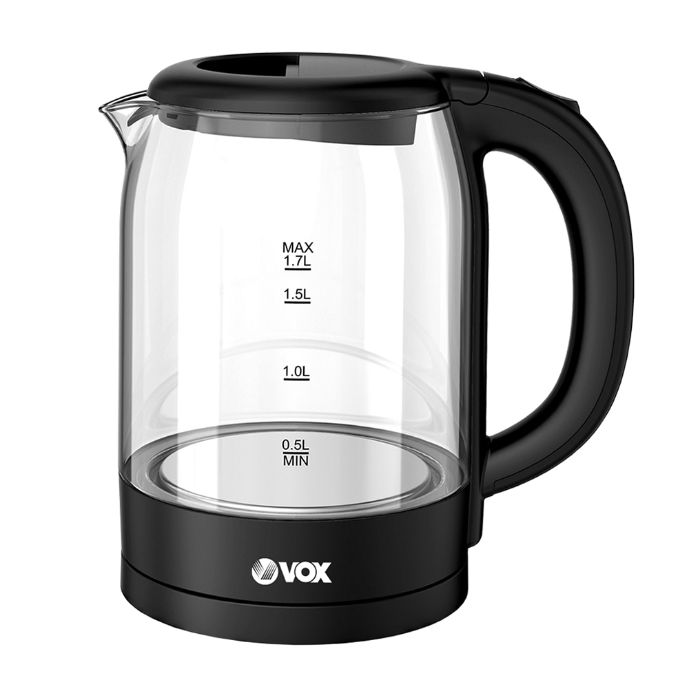 Jarro Elétrico Vox WK8045 Vidro, 2200W, 1,7L Preto-1
