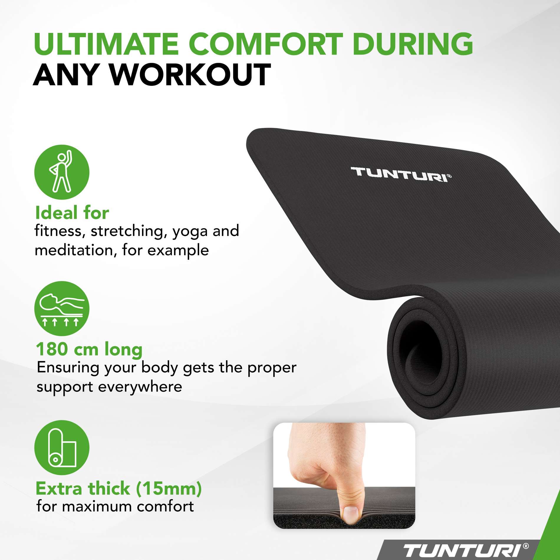Tapete profissional Fitnessmat Pro Tunturi Preto-3