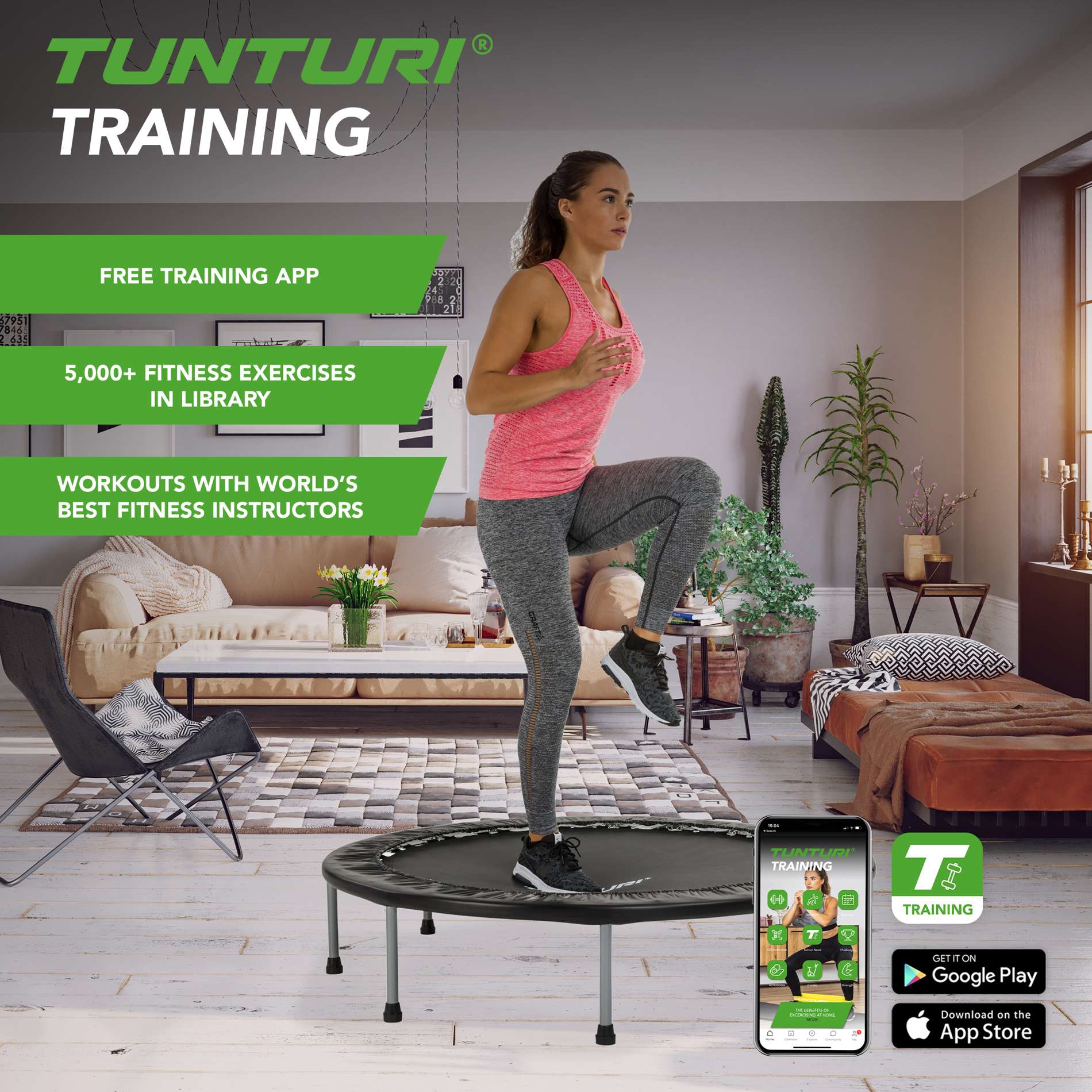 Trampolim Funhop Fitness Tunturi Preto-3